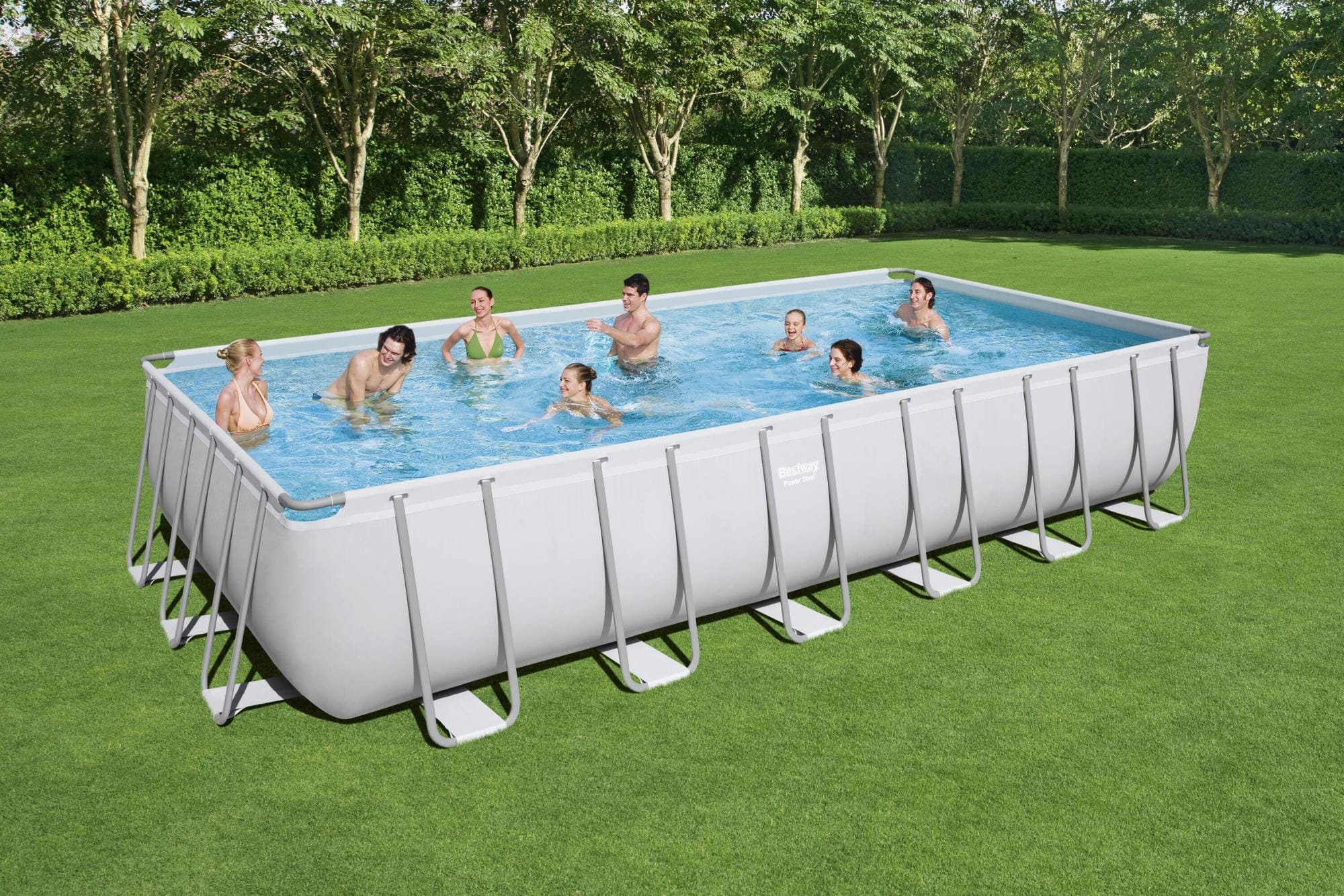 Piscine fuori terra Set piscina fuori terra rettangolare Power Steel - 732x366x132 cm grigio chiaro Bestway 3