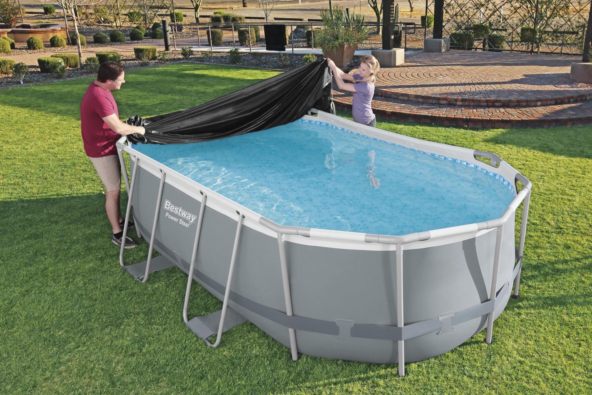 Coperture e Tappetini Copertura ovale per piscina fuori terra da 427x250x100 cm  Bestway 2
