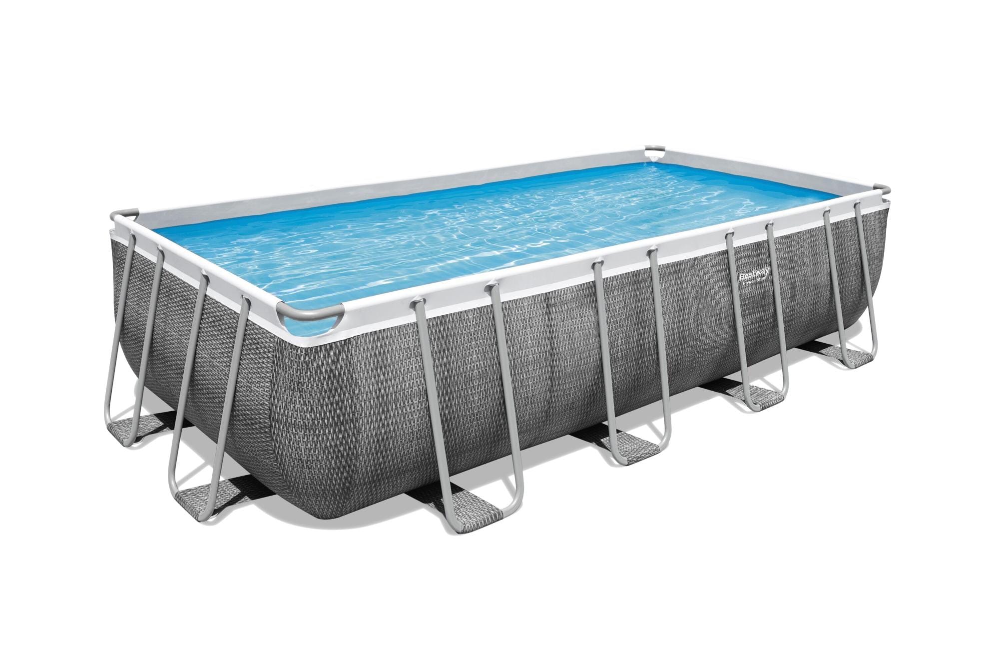 Piscine fuori terra Set piscina fuori terra rettangolare Power Steel da 488x244x122 cm effetto rattan grigio scuro Bestway 2