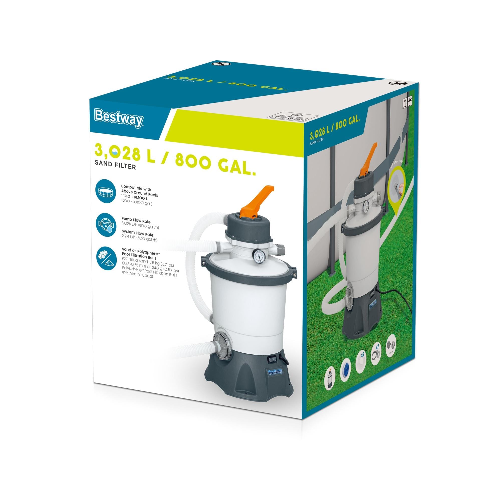 Accessori Piscine e Spa Pompa filtro a sabbia da 3.028 L/H Bestway 3
