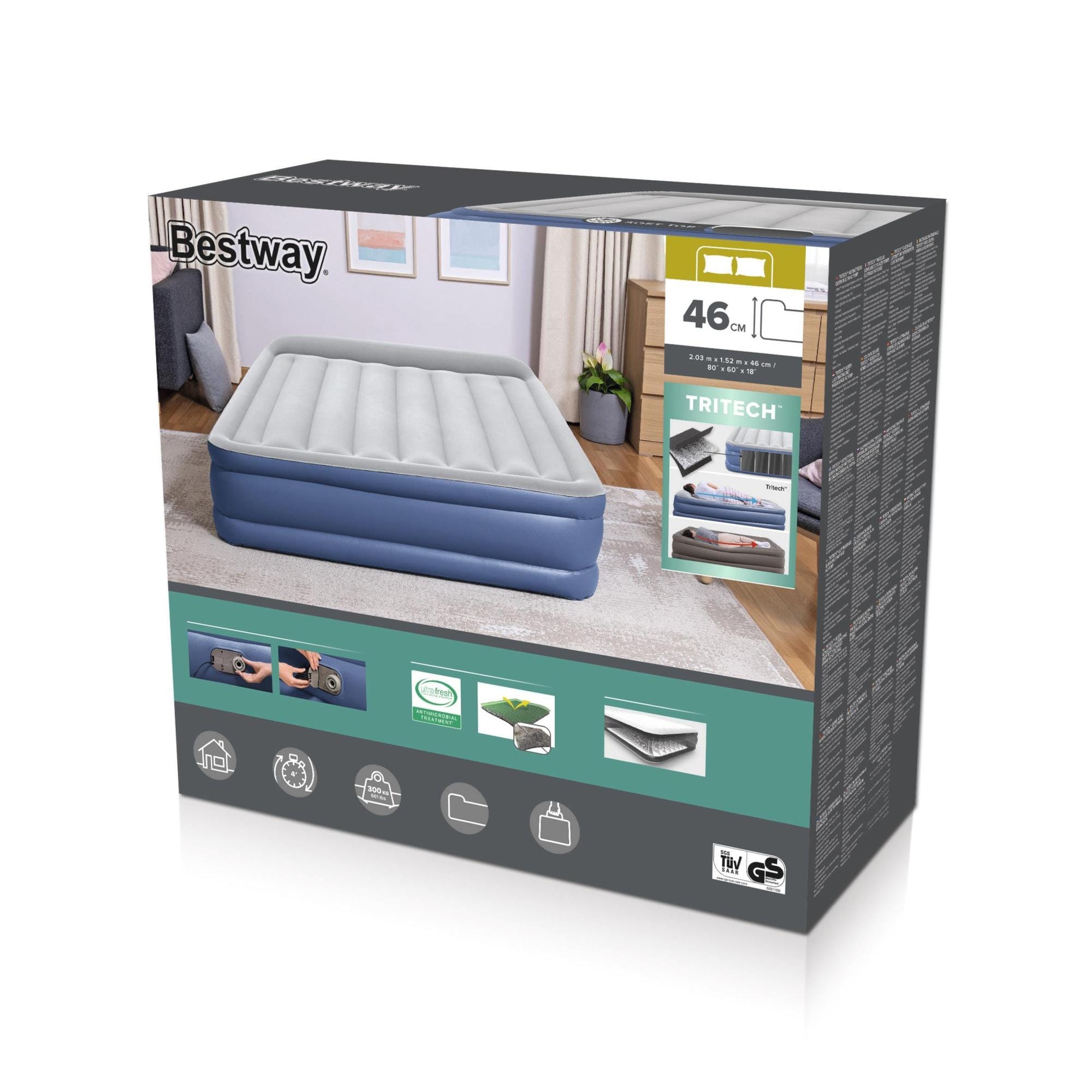 Materassi gonfiabili Materasso gonfiabile matrimoniale in Tritech da 203x152x46 cm Bestway 25