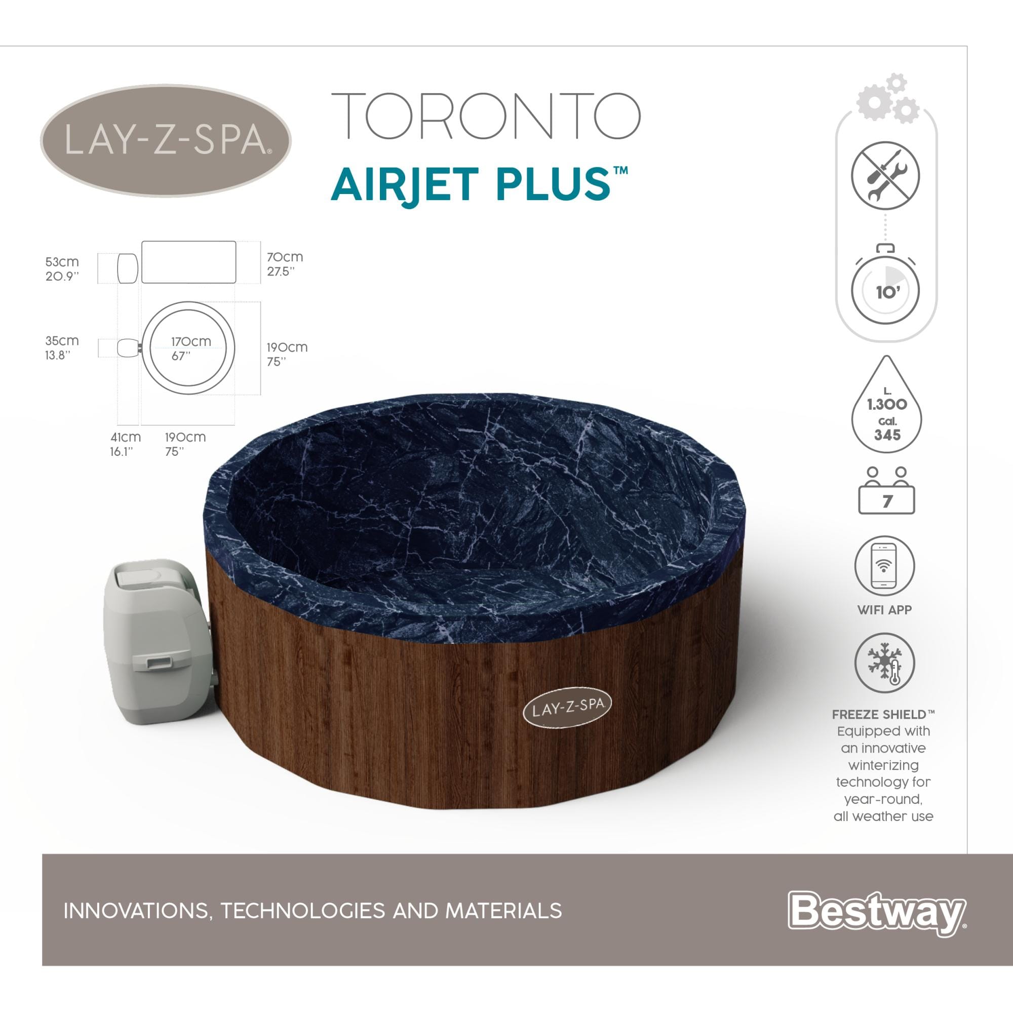 Idromassaggi gonfiabili Lay-Z-Spa Idromassaggio Lay-Z-Spa Toronto AirJet Plus 5-7 persone Bestway 11