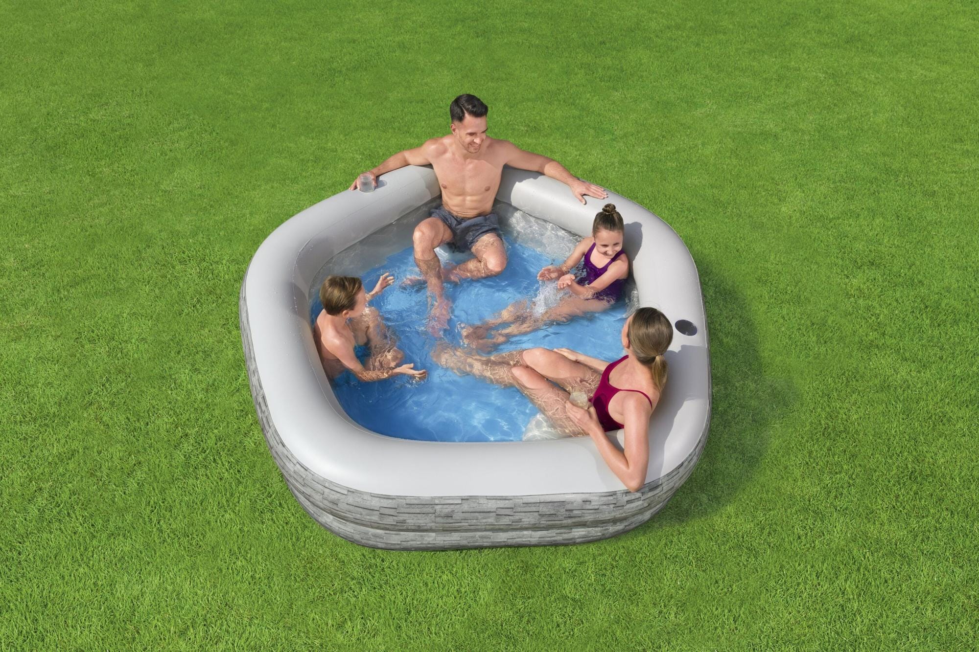 Giochi gonfiabili per bambini Piscina gonfiabile TruPrint effetto pietra da 213x206x53 cm Bestway 5