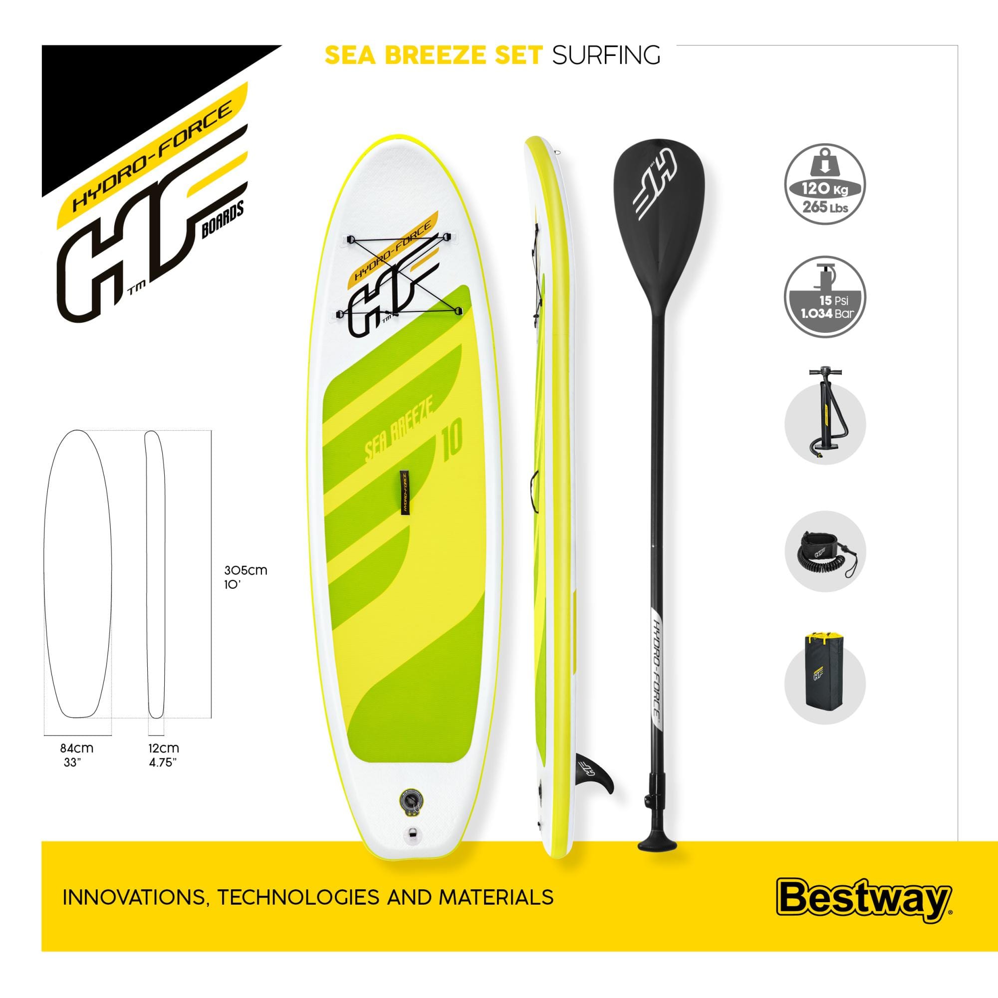 Sport Acquatici Tavola da SUP gonfiabile Sea Breeze da 305x84 cm Bestway 9