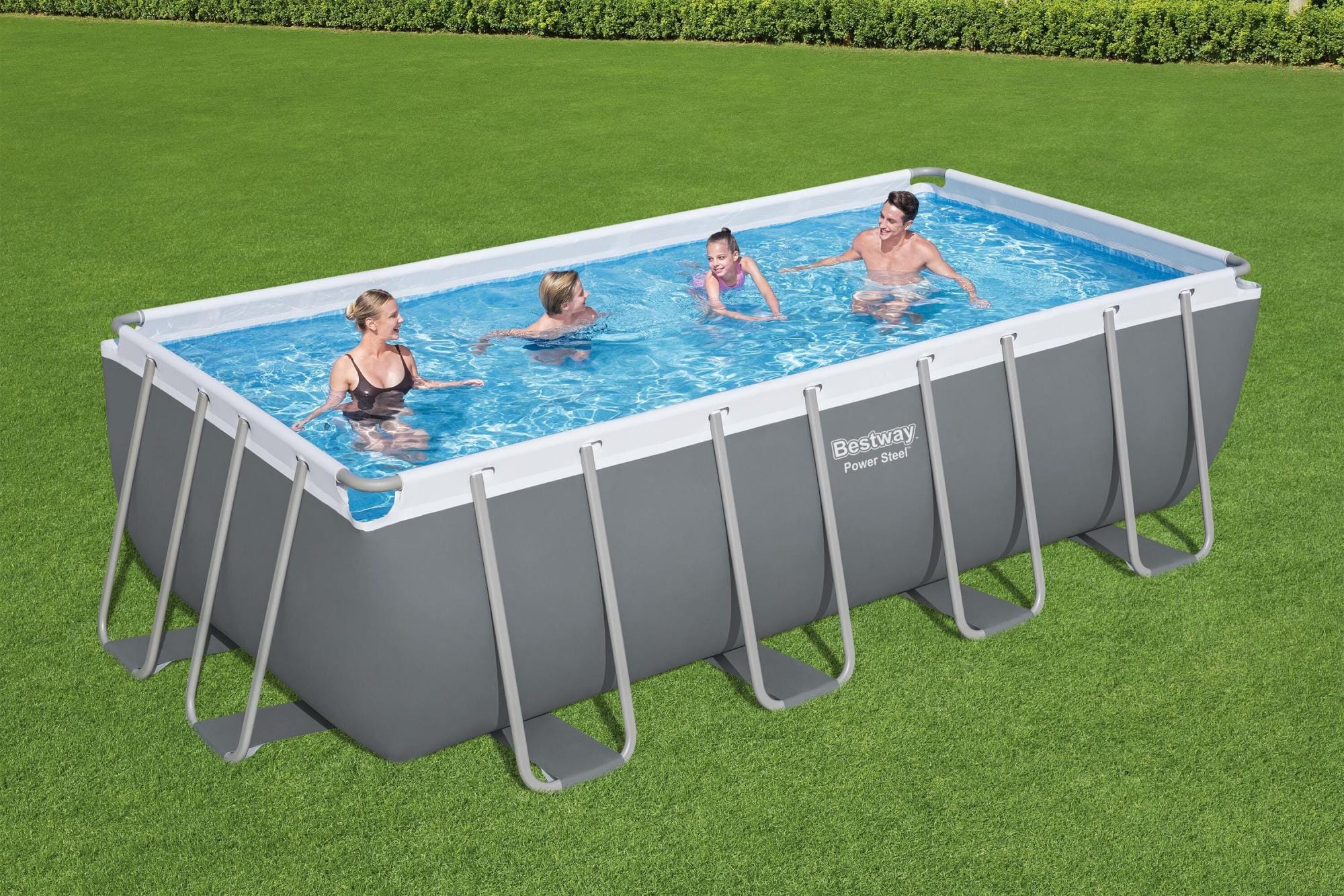 Piscine fuori terra Piscina base struttura e liner Power Steel - 488x244x122 cm grigio Bestway 2