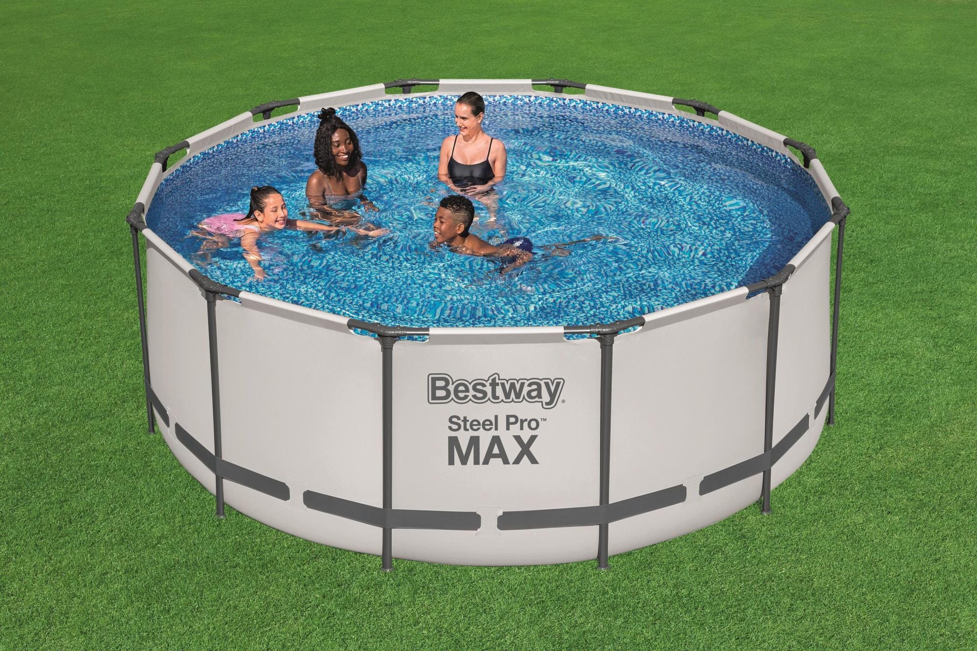 Piscine fuori terra Set piscina fuori terra rotonda Steel Pro MAX da 366x122 cm grigio chiaro Bestway 1
