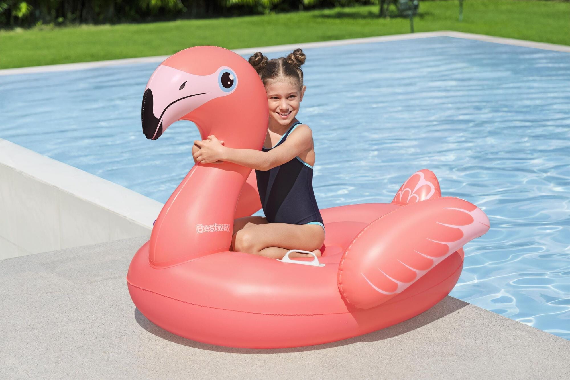 Giochi gonfiabili per bambini Cavalcabile da piscina per bambini Flamingo Bestway 4