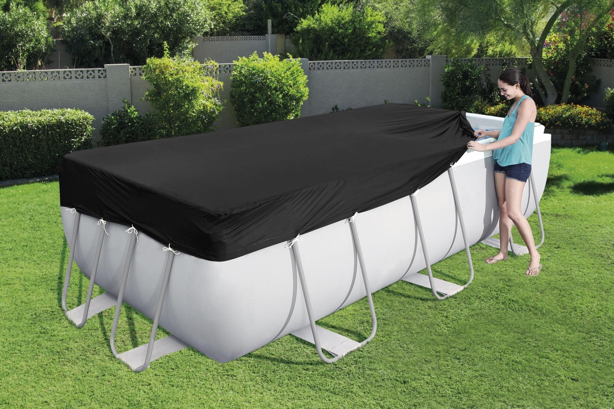 Coperture e Tappetini Copertura per piscina rettangolare da 282x196x84 cm Bestway 1