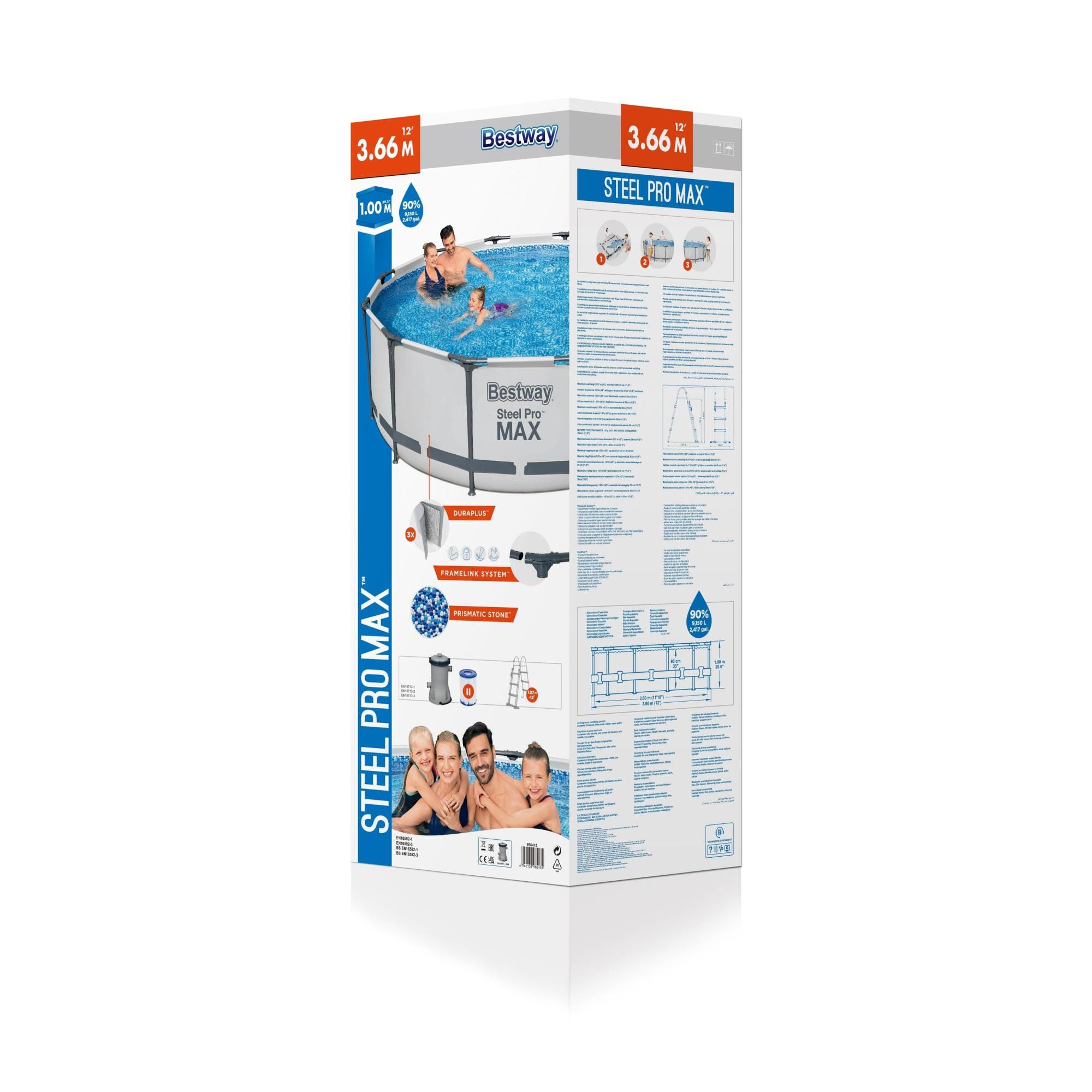 Piscine fuori terra Set piscina fuori terra rotonda Steel Pro MAX da 366x100 cm Bestway 5