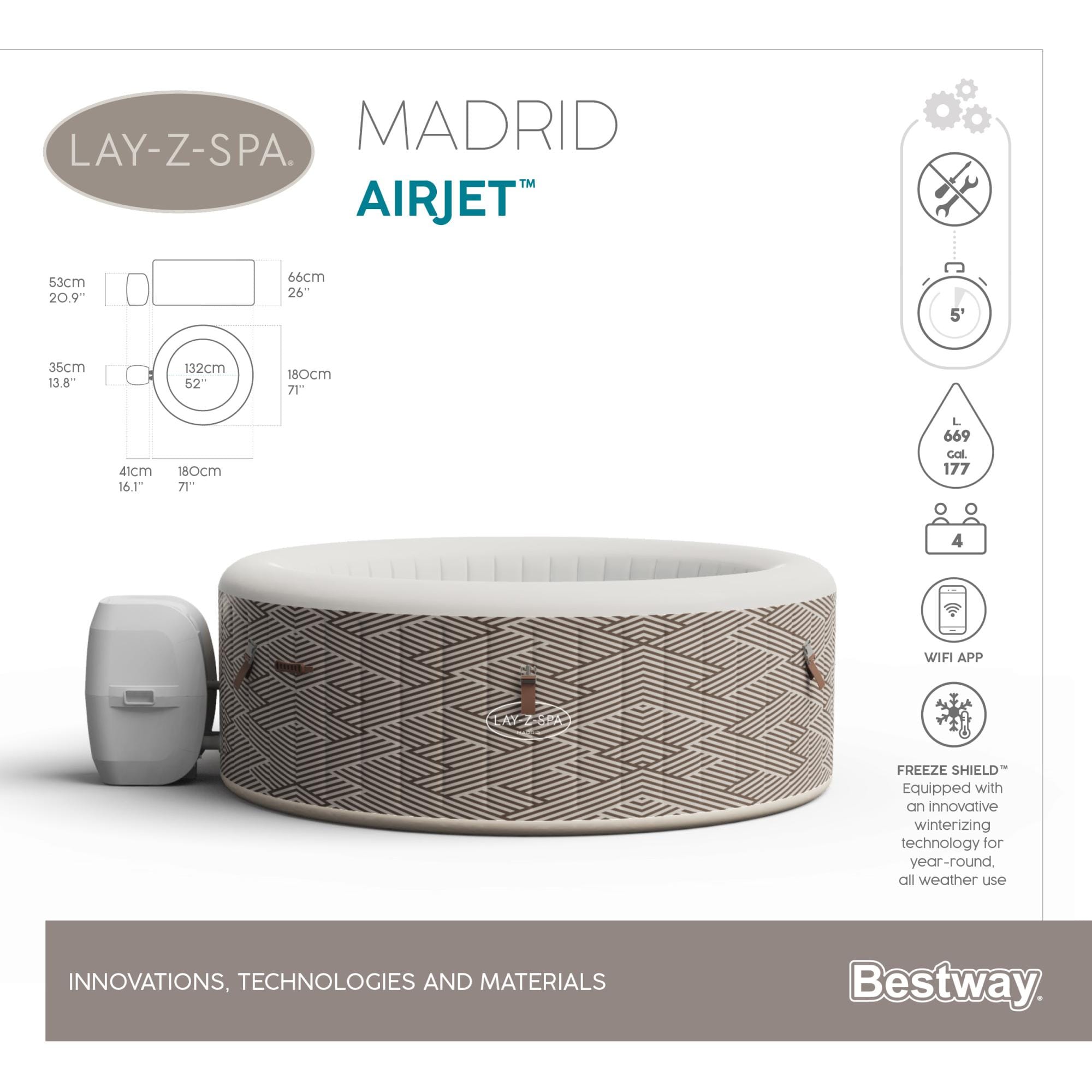 Idromassaggi gonfiabili Lay-Z-Spa Idromassaggio gonfiabile Lay-Z-Spa Madrid AirJet 2-4 persone Bestway 10