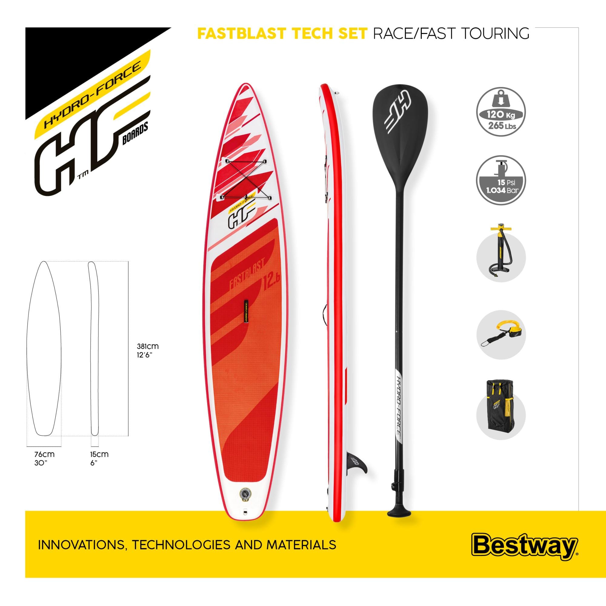 Sport Acquatici Tavola da SUP gonfiabile Fastblast Tech da 381x76 cm Bestway 9