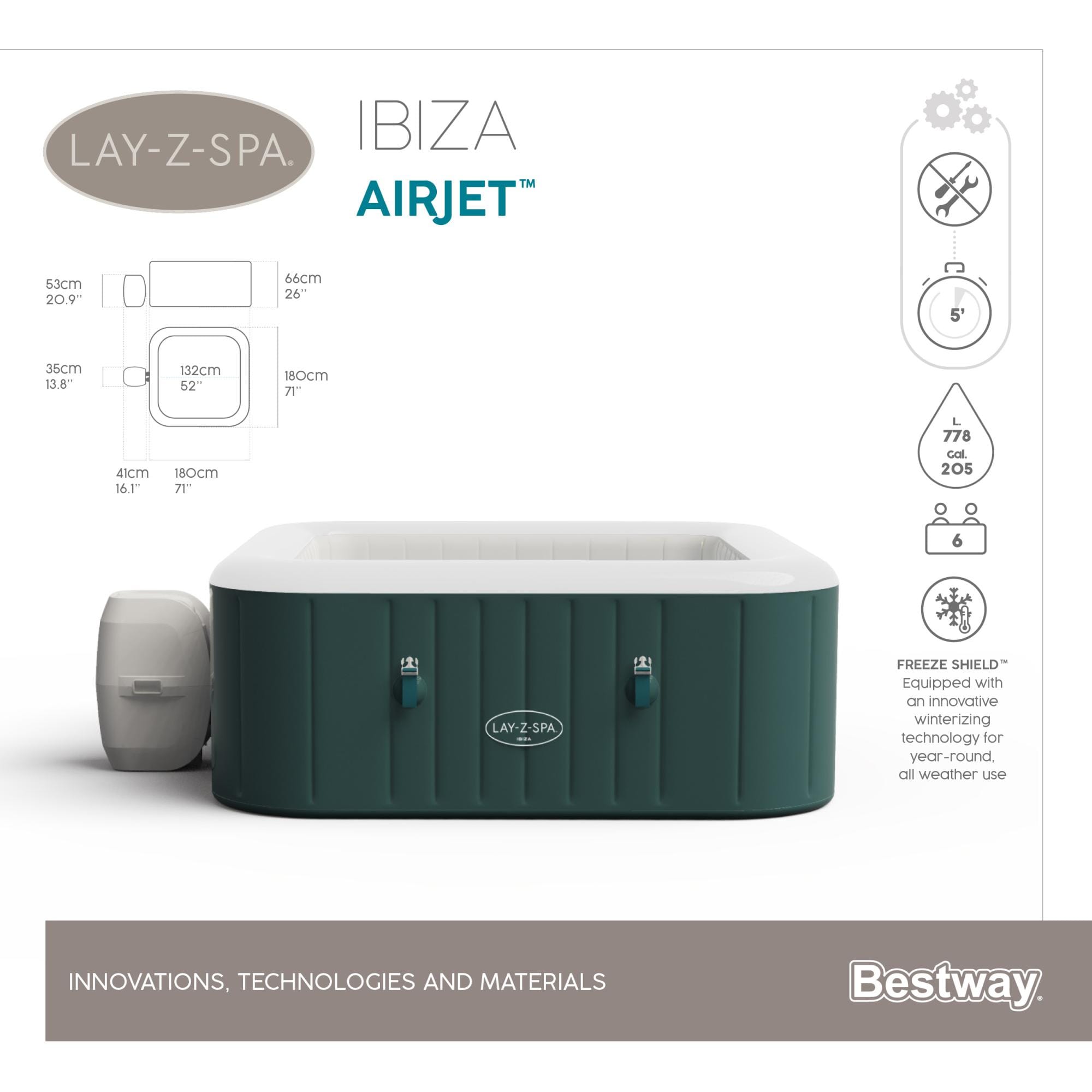 Idromassaggi gonfiabili Lay-Z-Spa Idromassaggio gonfiabile Lay-Z-Spa Ibiza AirJet 4-6 persone Bestway 10