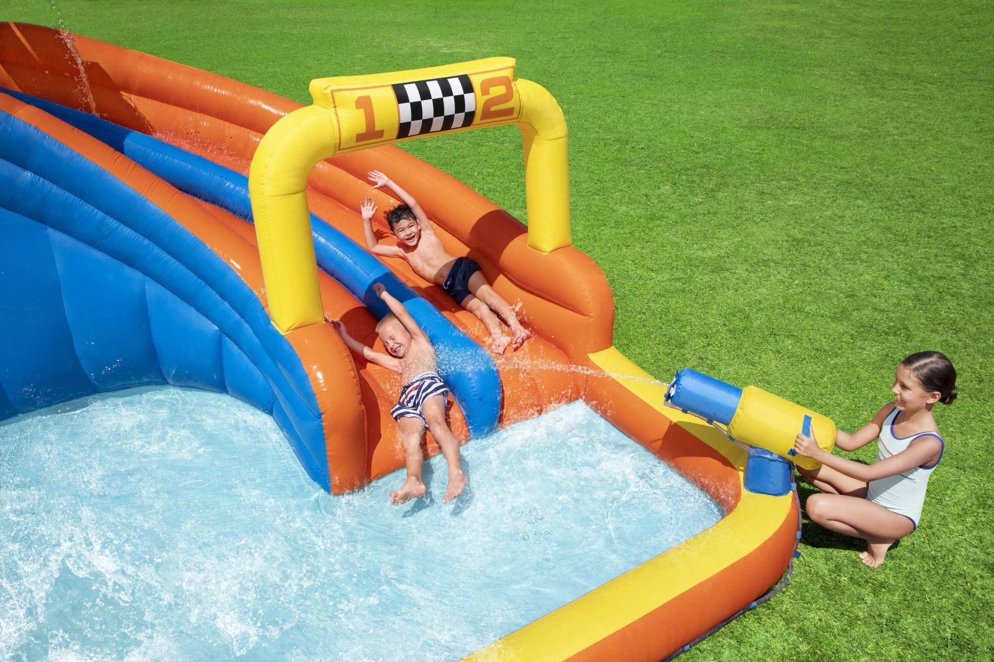 Giochi gonfiabili per bambini Parco acquatico gonfiabile Super Speedway Bestway 6