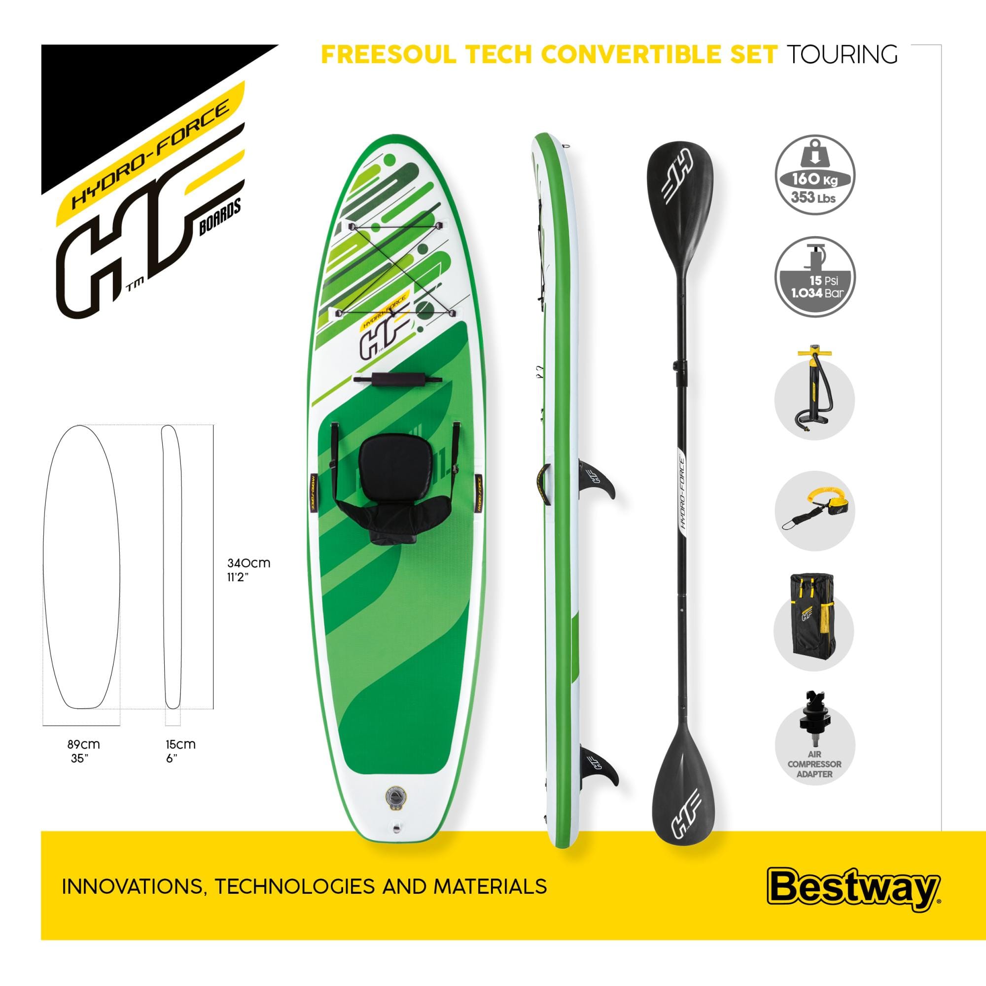 Sport Acquatici Tavola da SUP e kayak gonfiabile Freesoul Tech 2 - 340x89x15 cm Bestway 12