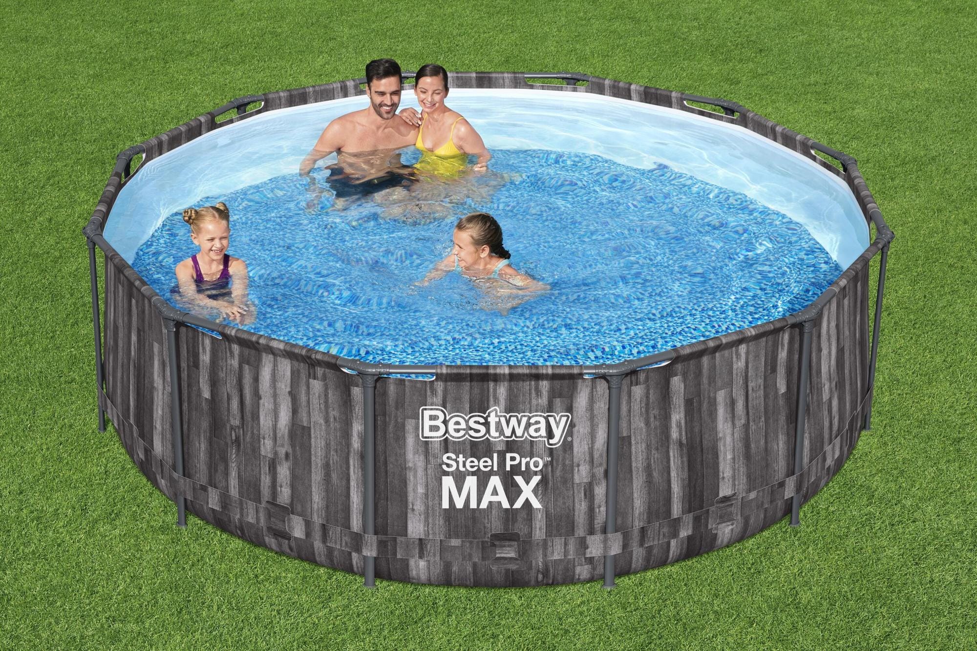 Piscine fuori terra Set piscina fuori terra rotonda Steel Pro MAX da 366x100 cm effetto legno scuro Bestway 3