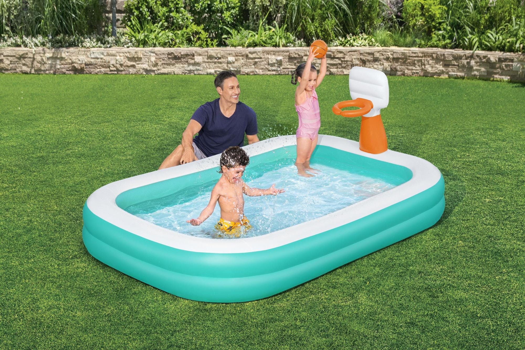 Giochi gonfiabili per bambini Piscina gonfiabile con canestro da 251x168x102 cm Bestway 2
