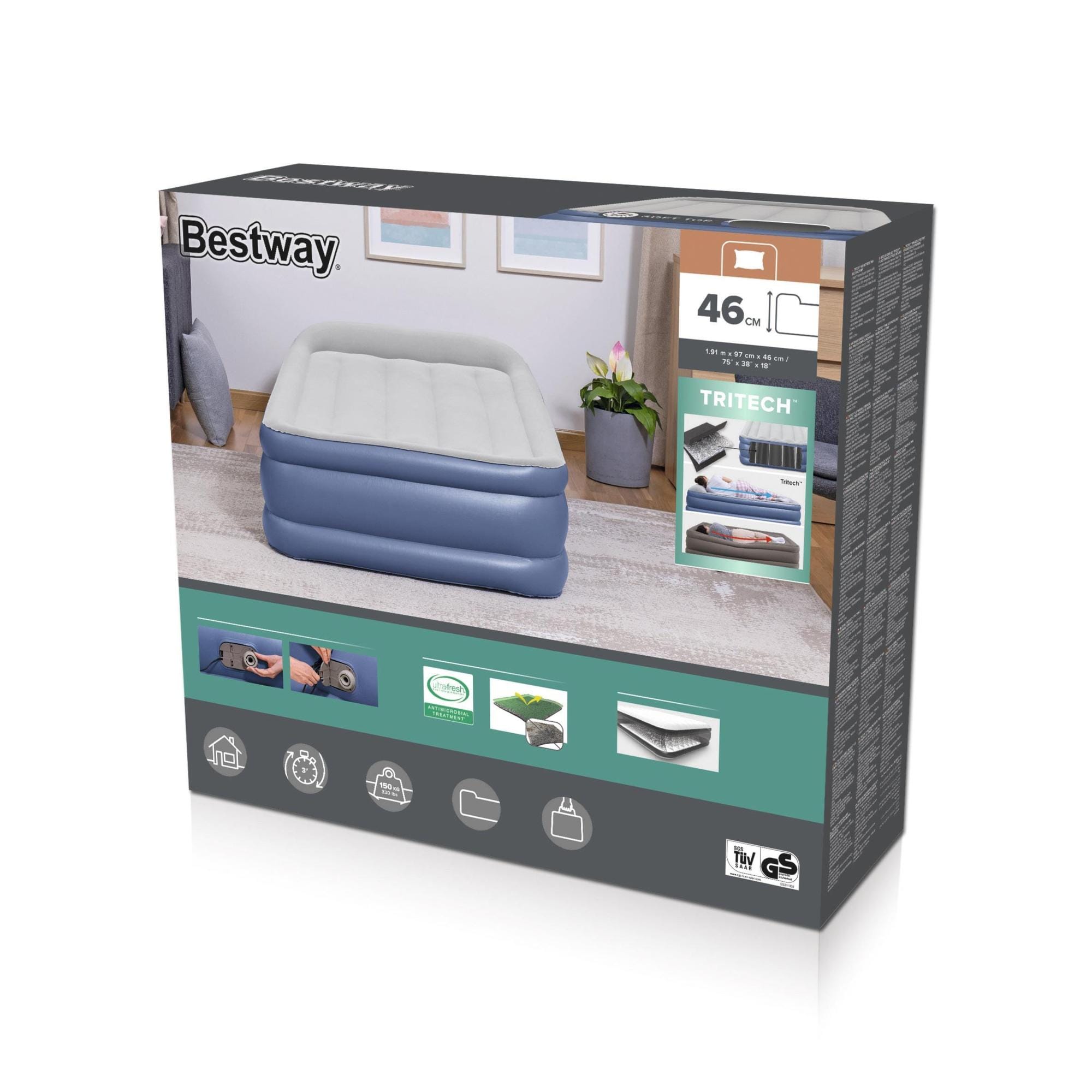 Materassi gonfiabili Materasso gonfiabile singolo in Tritech da 191x97x46 cm Bestway 9