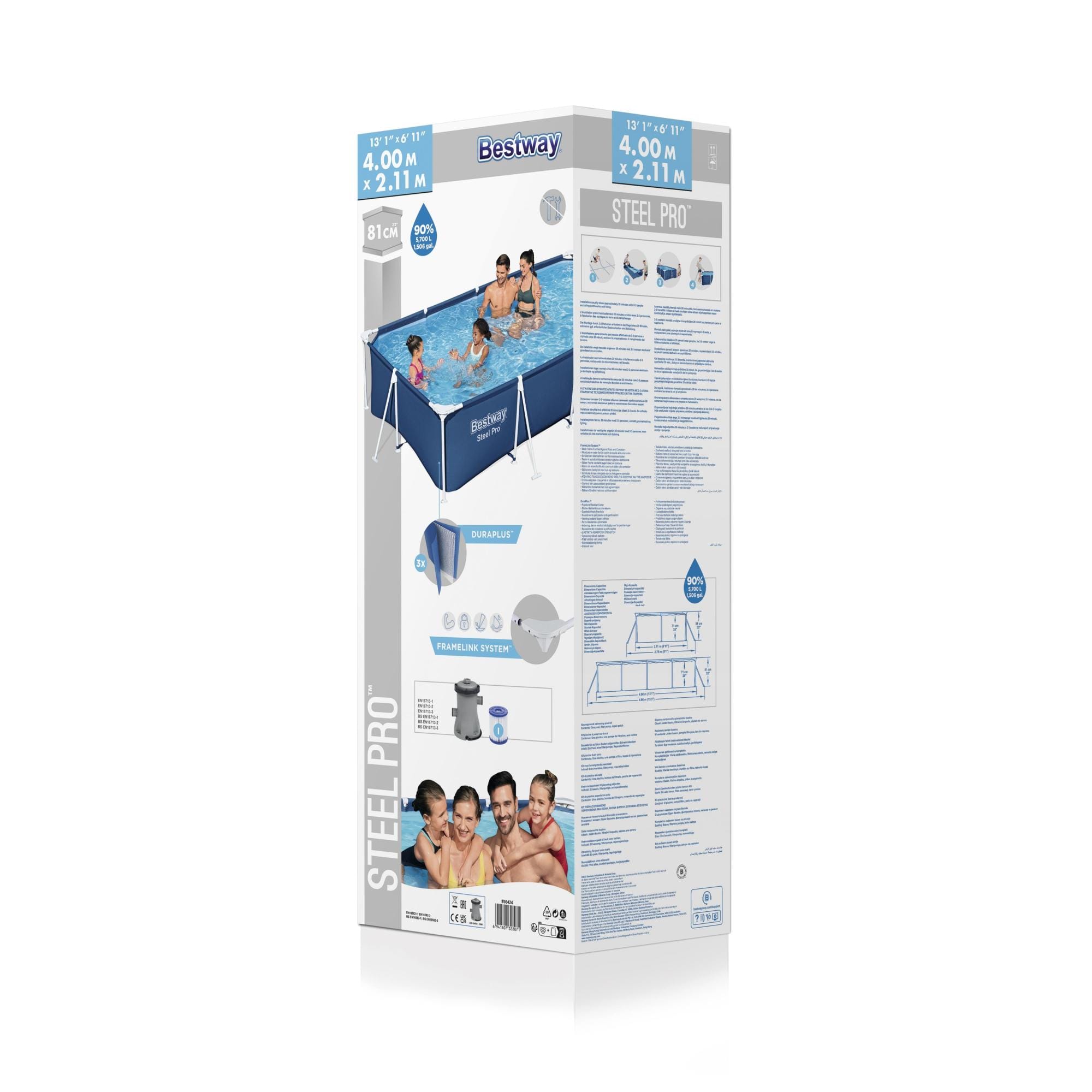 Piscine fuori terra Set piscina fuori terra rettangolare Steel Pro da 400x211x81 cm Bestway 6
