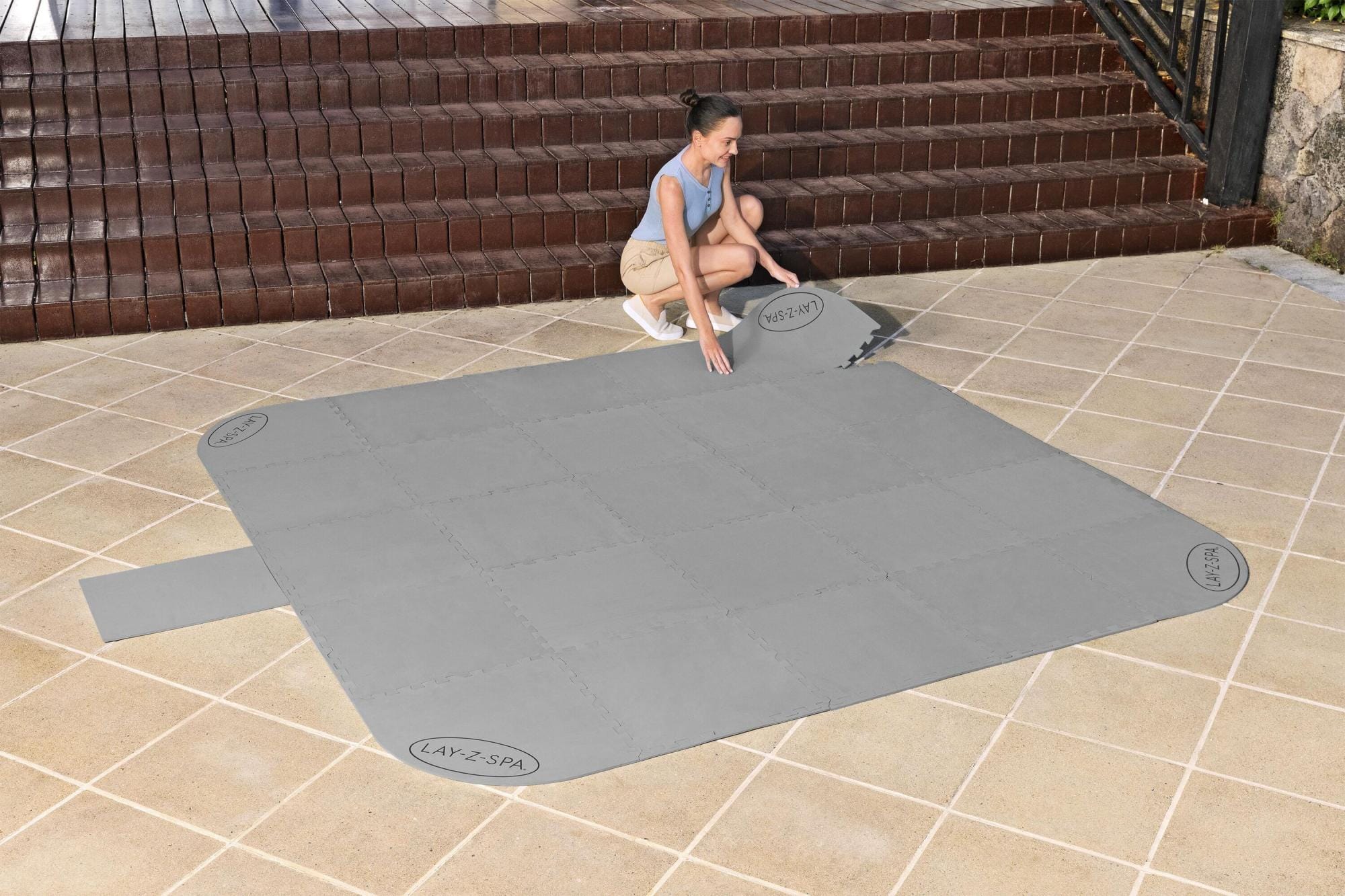 Accessori Piscine e Spa Tappeto protettivo per idromassaggio gonfiabile da 196x196 cm Bestway 3