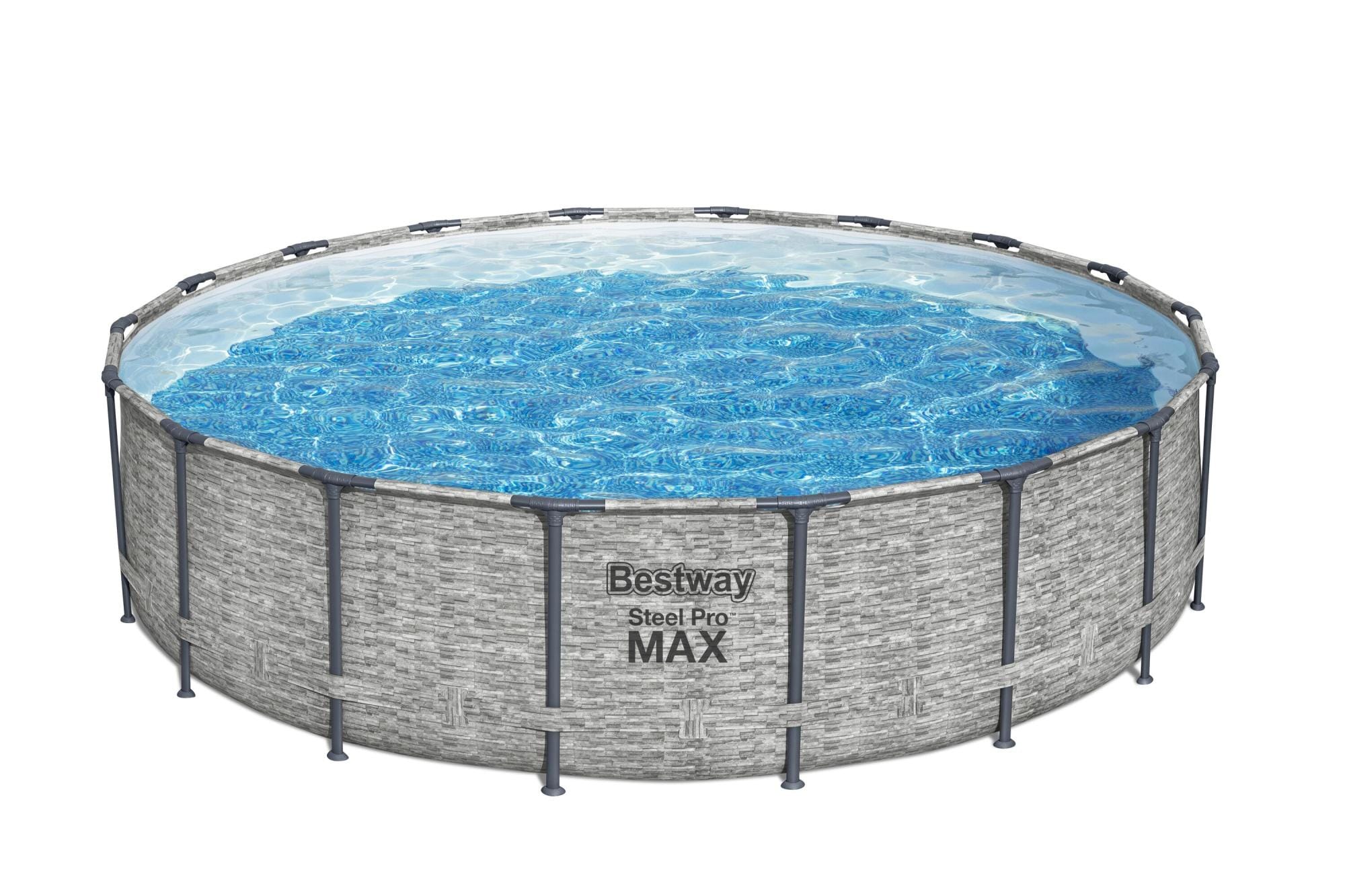 Piscine fuori terra Piscina base struttura e liner rotonda Steel Pro MAX da 549x122 cm effetto pietra Bestway 1