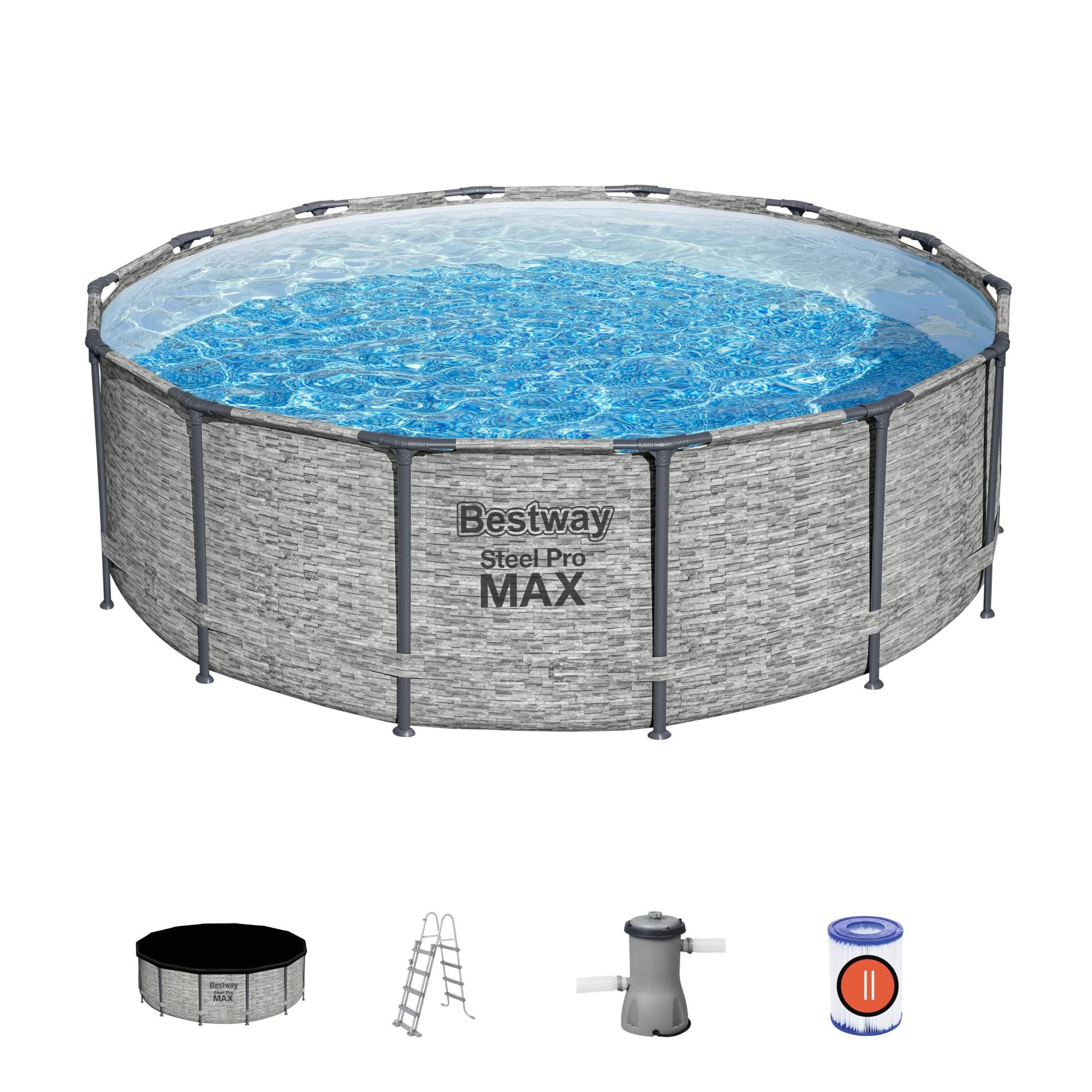 Piscine fuori terra Set piscina fuori terra Steel Pro MAX da 427x122 cm effetto pietra Bestway 1
