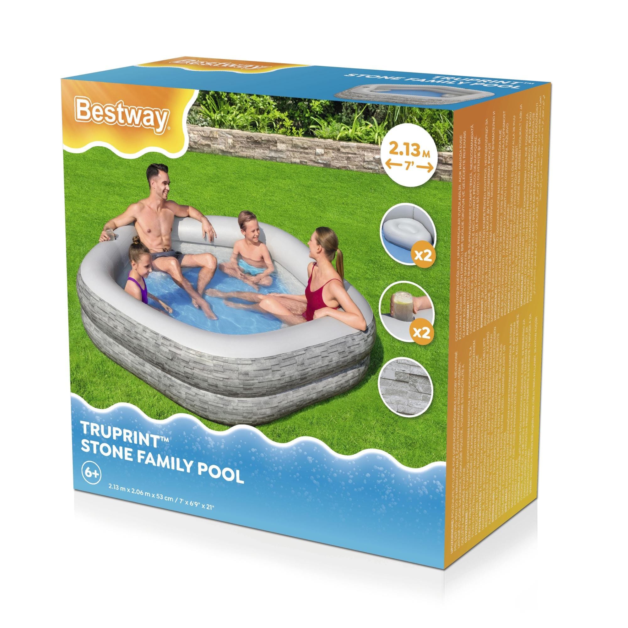 Giochi gonfiabili per bambini Piscina gonfiabile TruPrint effetto pietra da 213x206x53 cm Bestway 9