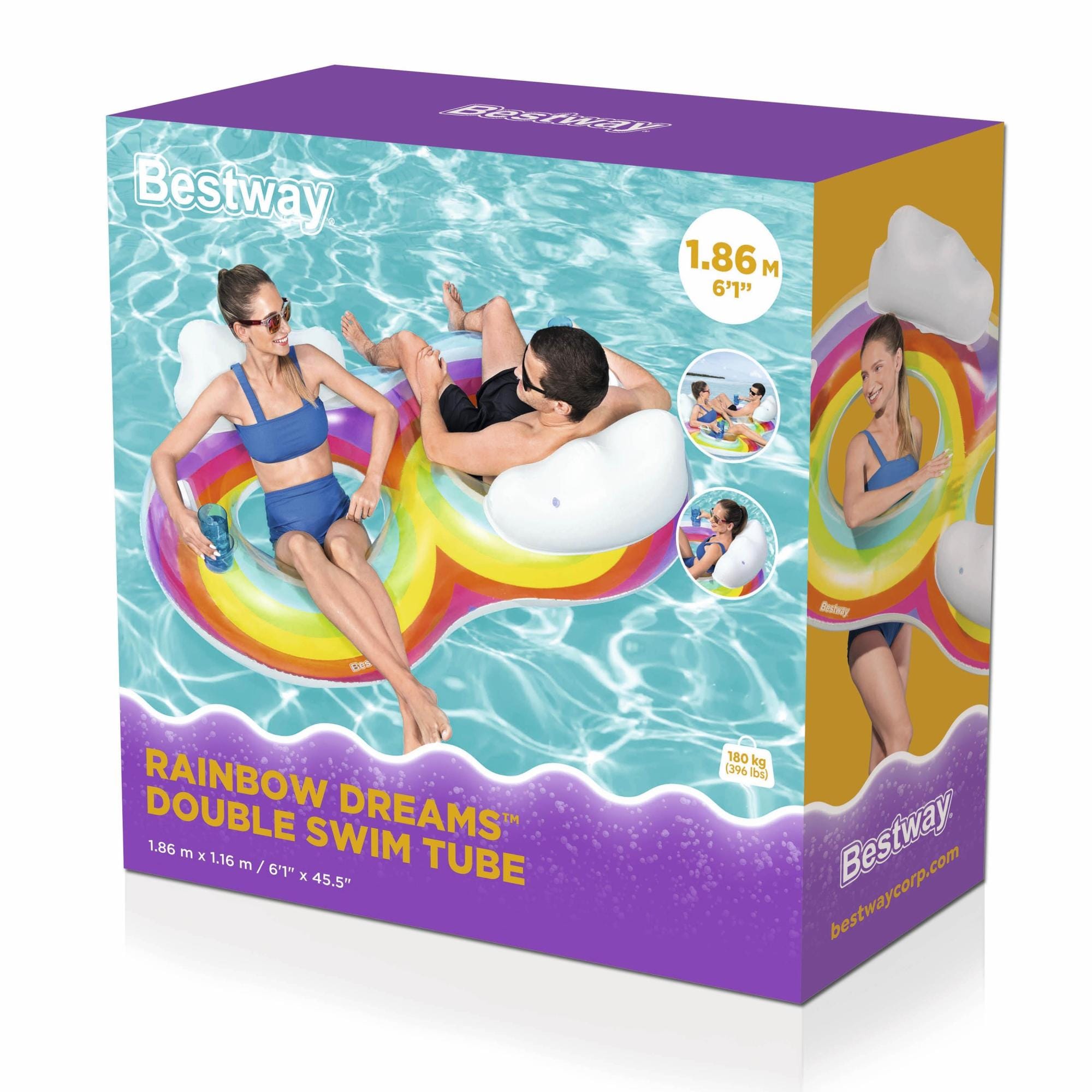 Gonfiabili mare per adulti Ciambella gonfiabile a due posti Rainbow Dreams Bestway 8
