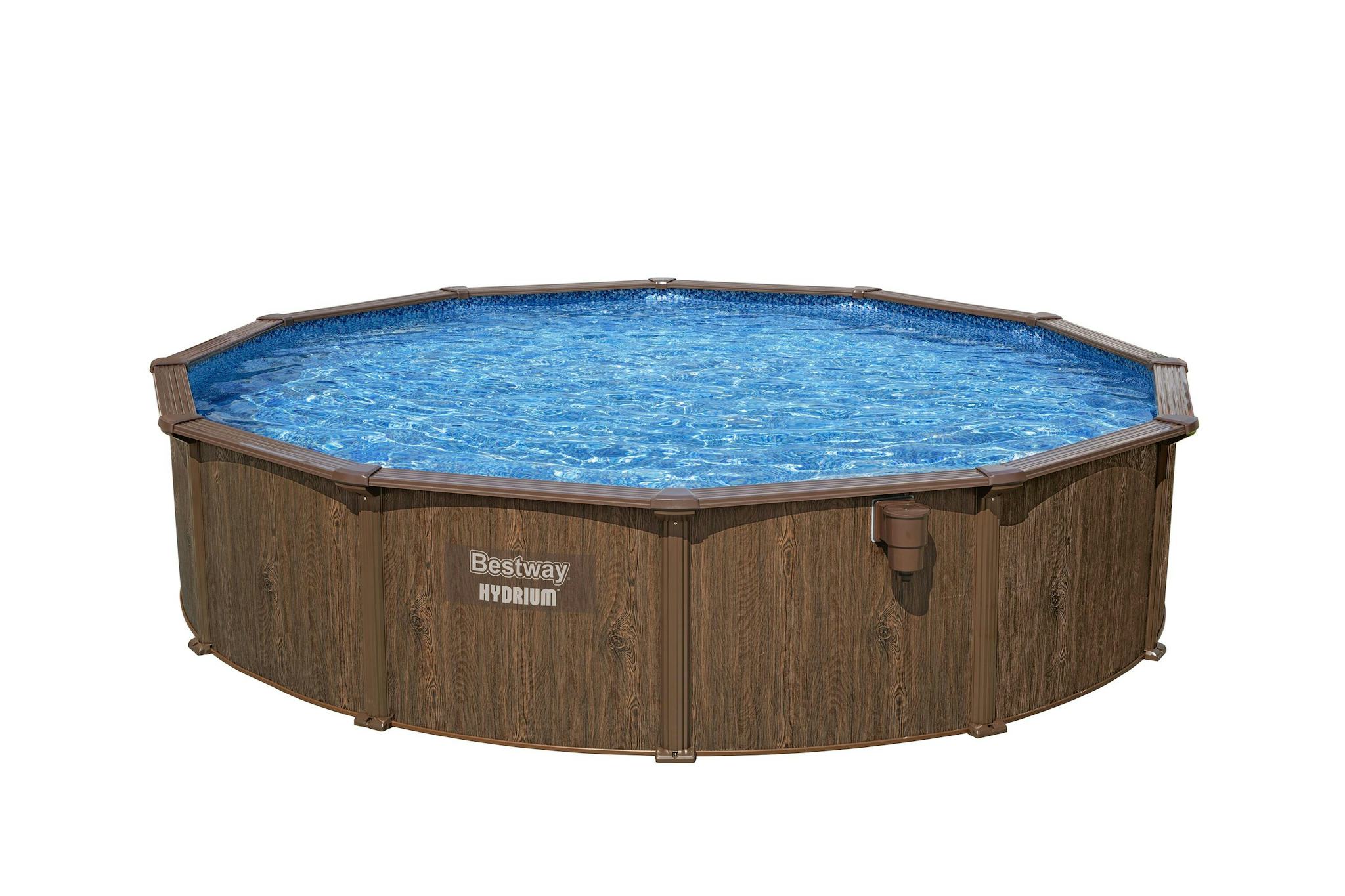 Piscine fuori terra Set piscina fuori terra rotonda Hydrium da 550x130 cm effetto legno Bestway 2