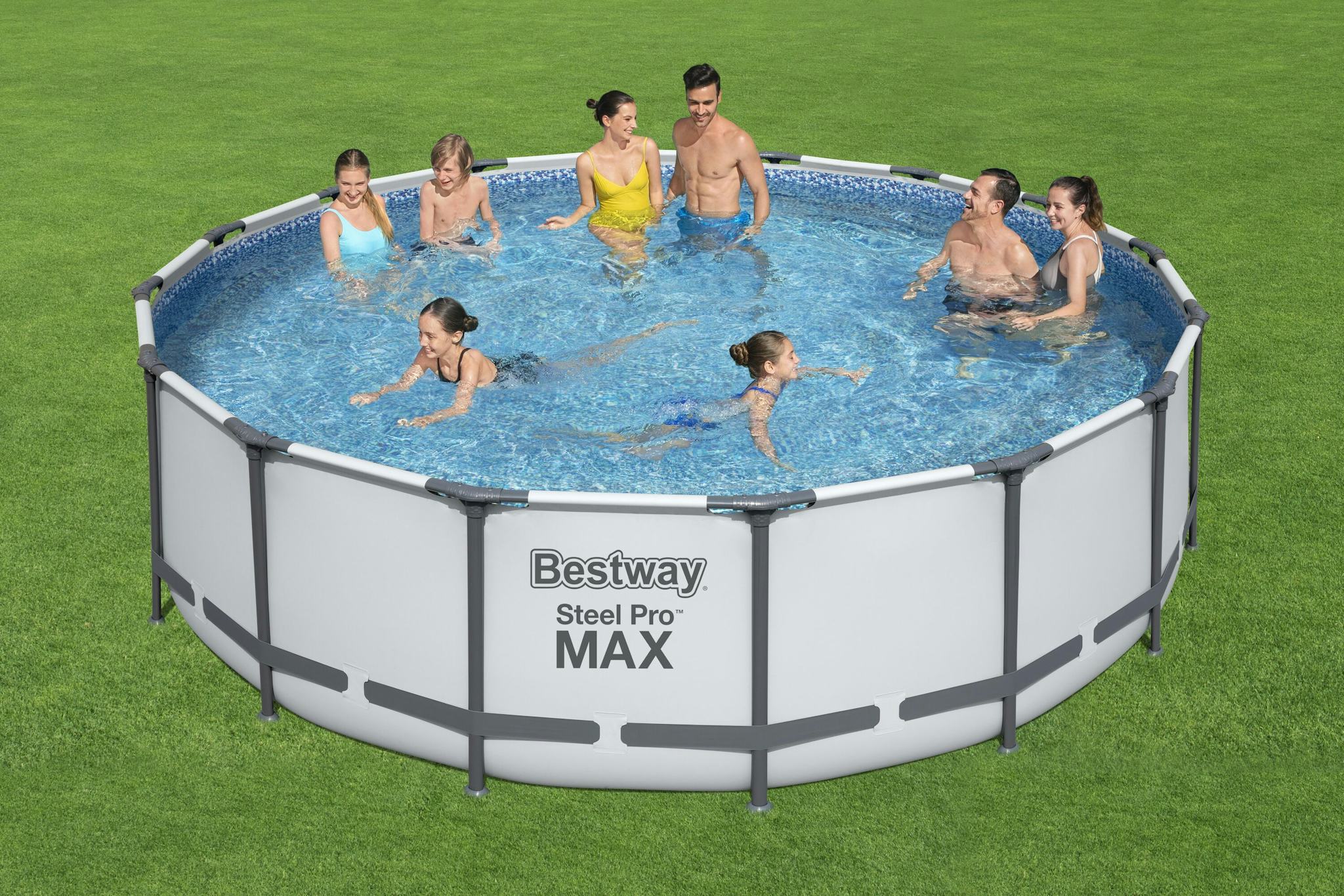 Piscine fuori terra Set piscina fuori terra rotonda Steel Pro MAX da 488x122 cm grigio chiaro Bestway 3