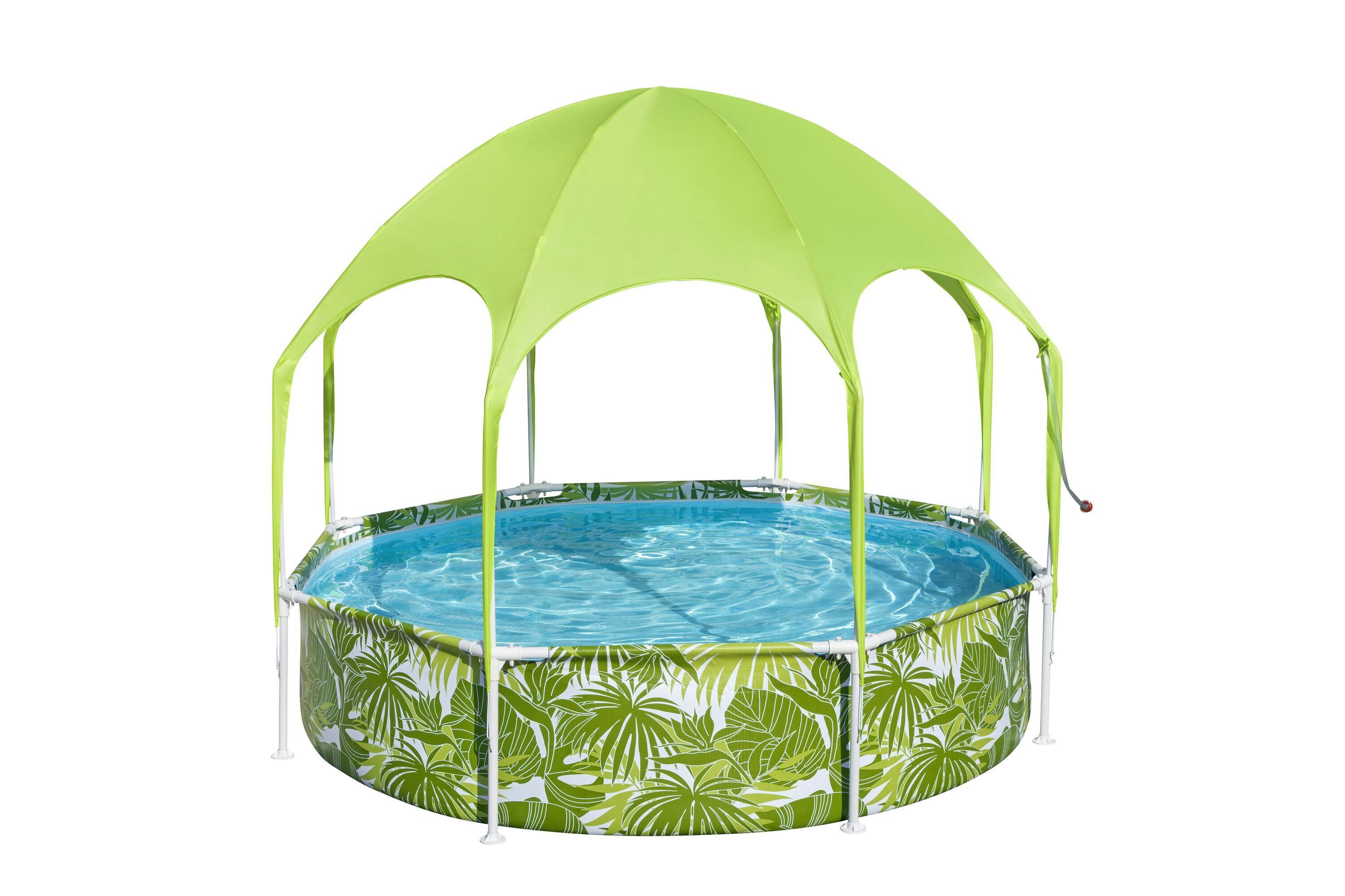 Giochi gonfiabili per bambini Piscina con parasole UV Careful Splash-in-Shade verde da 244x51 cm Bestway 1