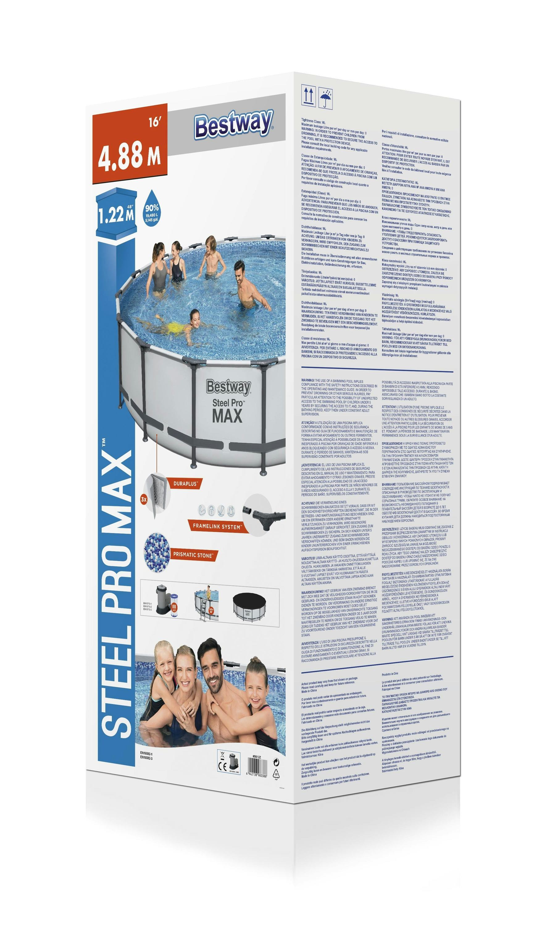 Piscine fuori terra Set piscina fuori terra rotonda Steel Pro MAX da 488x122 cm grigio chiaro Bestway 5