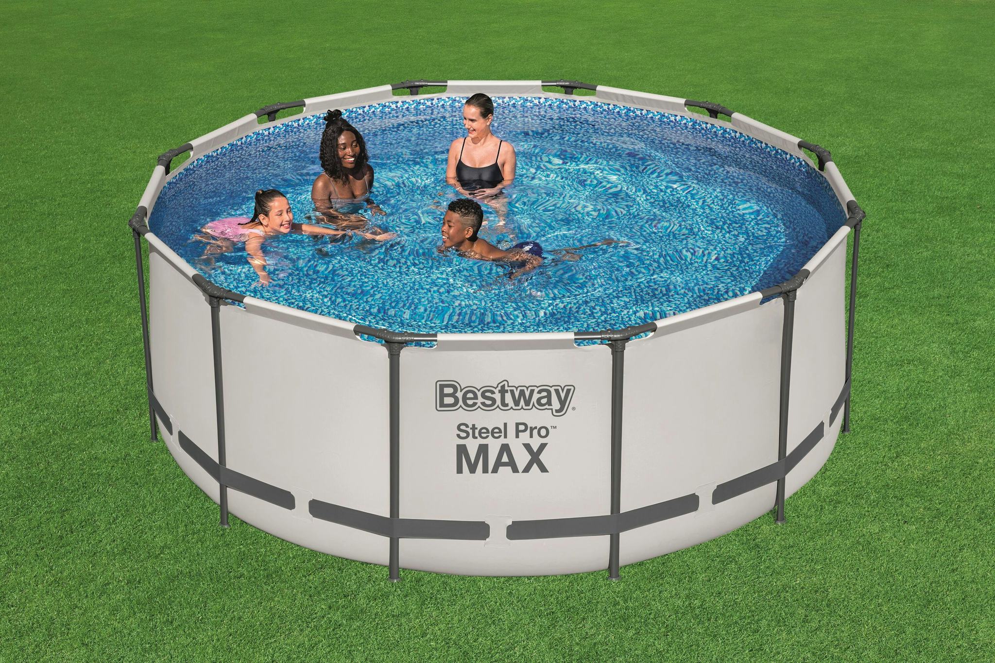 Piscine fuori terra Set piscina fuori terra rotonda Steel Pro MAX da 366x122 cm grigio chiaro Bestway 3