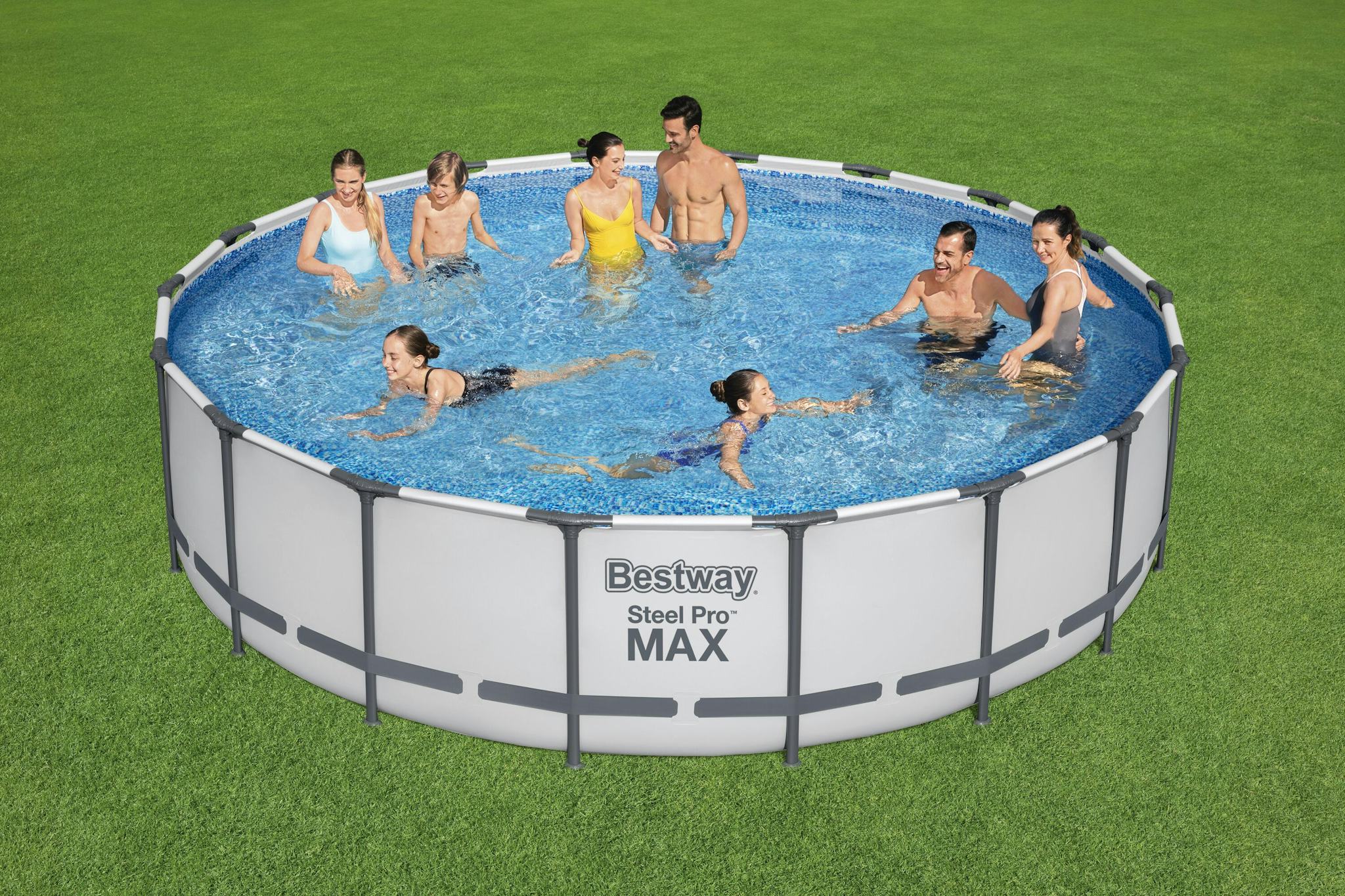 Piscine fuori terra Set piscina fuori terra rotonda Steel Pro MAX da 549x122 cm grigio chiaro Bestway 4