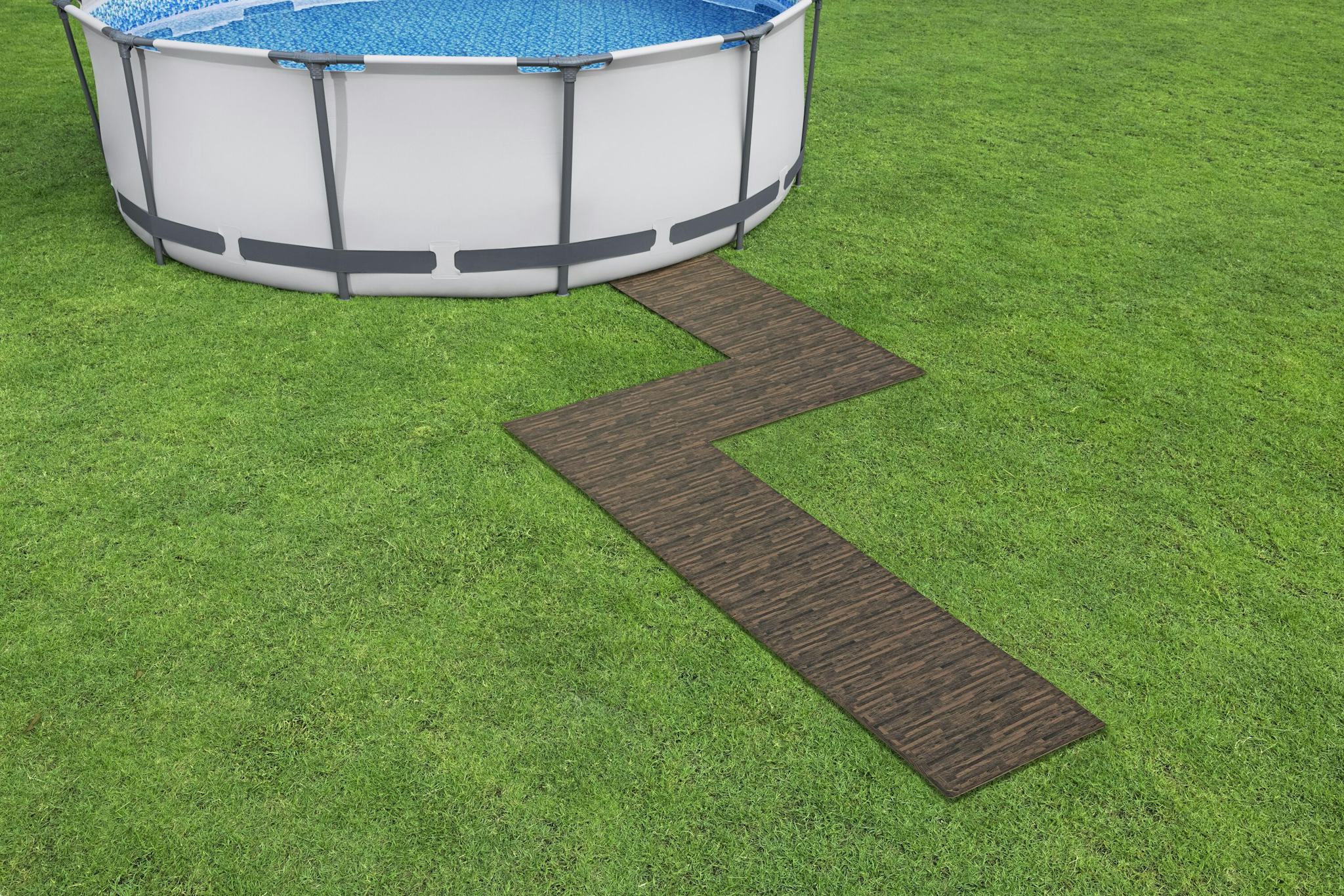 Accessori Piscine e Spa Tappeto sotto piscina componibile e decorativo effetto legno Bestway 9
