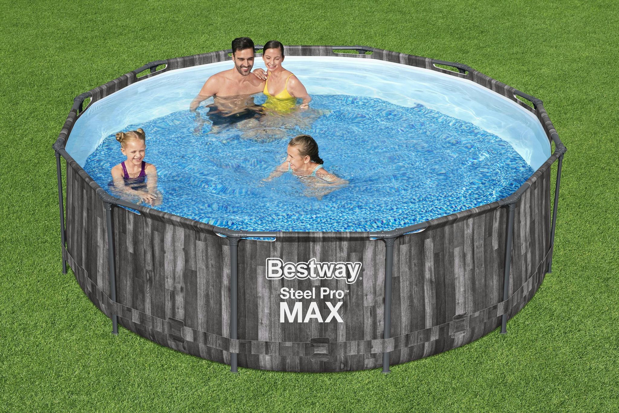 Piscine fuori terra Set piscina fuori terra rotonda Steel Pro MAX da 366x100 cm effetto legno scuro Bestway 3