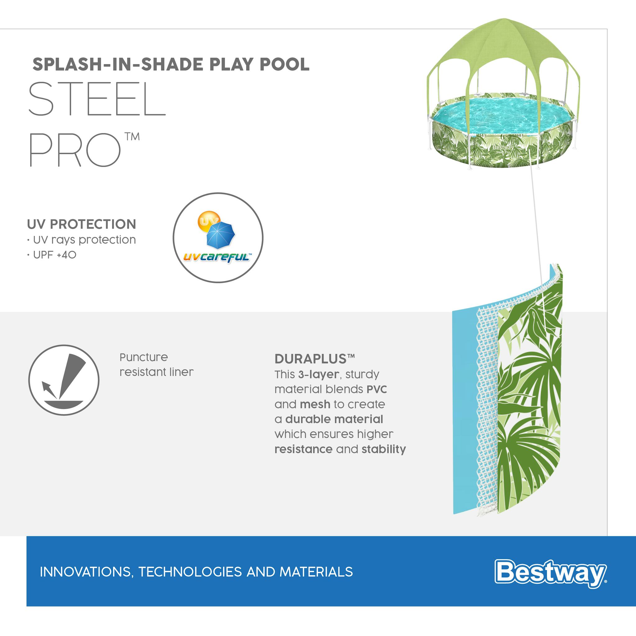 Giochi gonfiabili per bambini Piscina rotonda con parasole UV Careful Splash-in-Shade verde Bestway 6