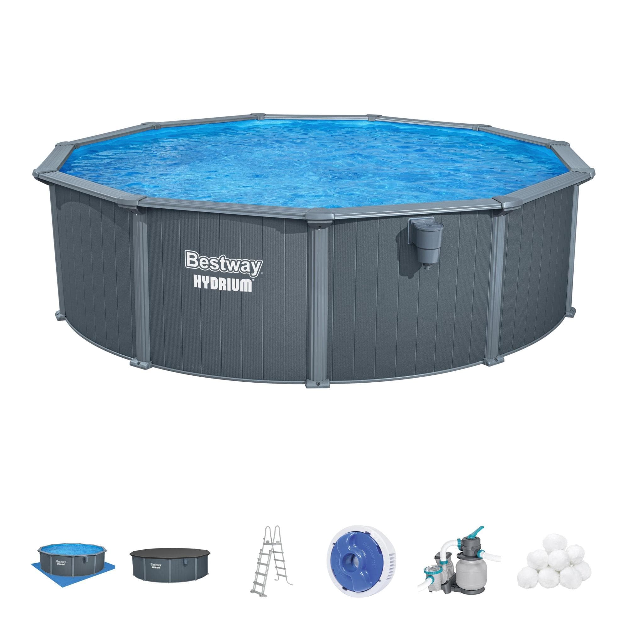 Piscine fuori terra Set piscina Hydrium grigio scuro da 488x132 cm Bestway 1