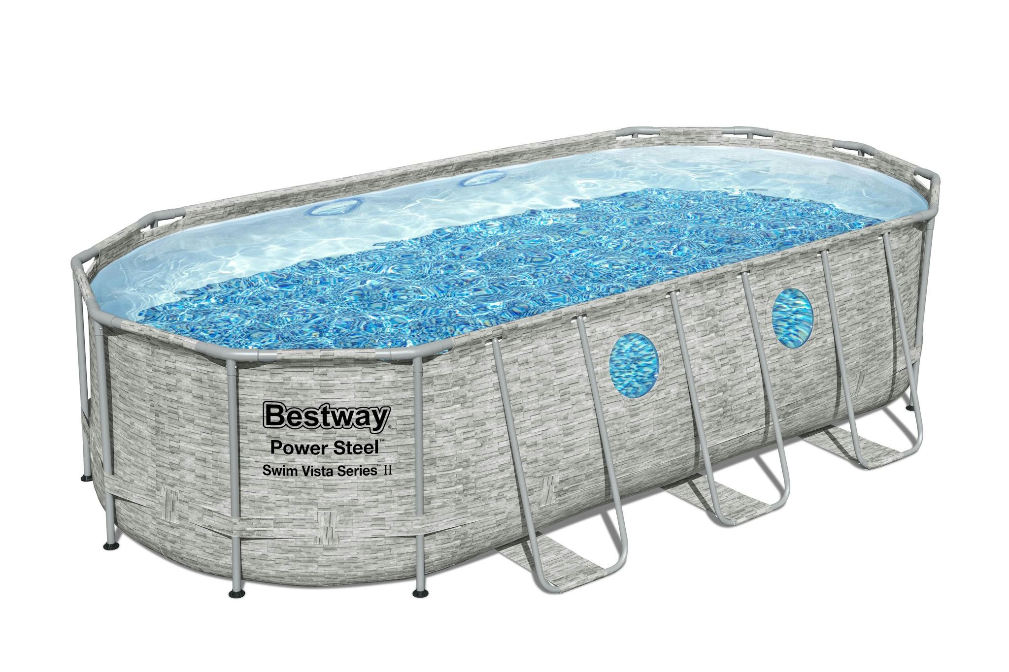 Piscine fuori terra Set piscina fuori terra ovale Power Steel Swim Vista da 549x274x122 cm effetto pietra Bestway 2