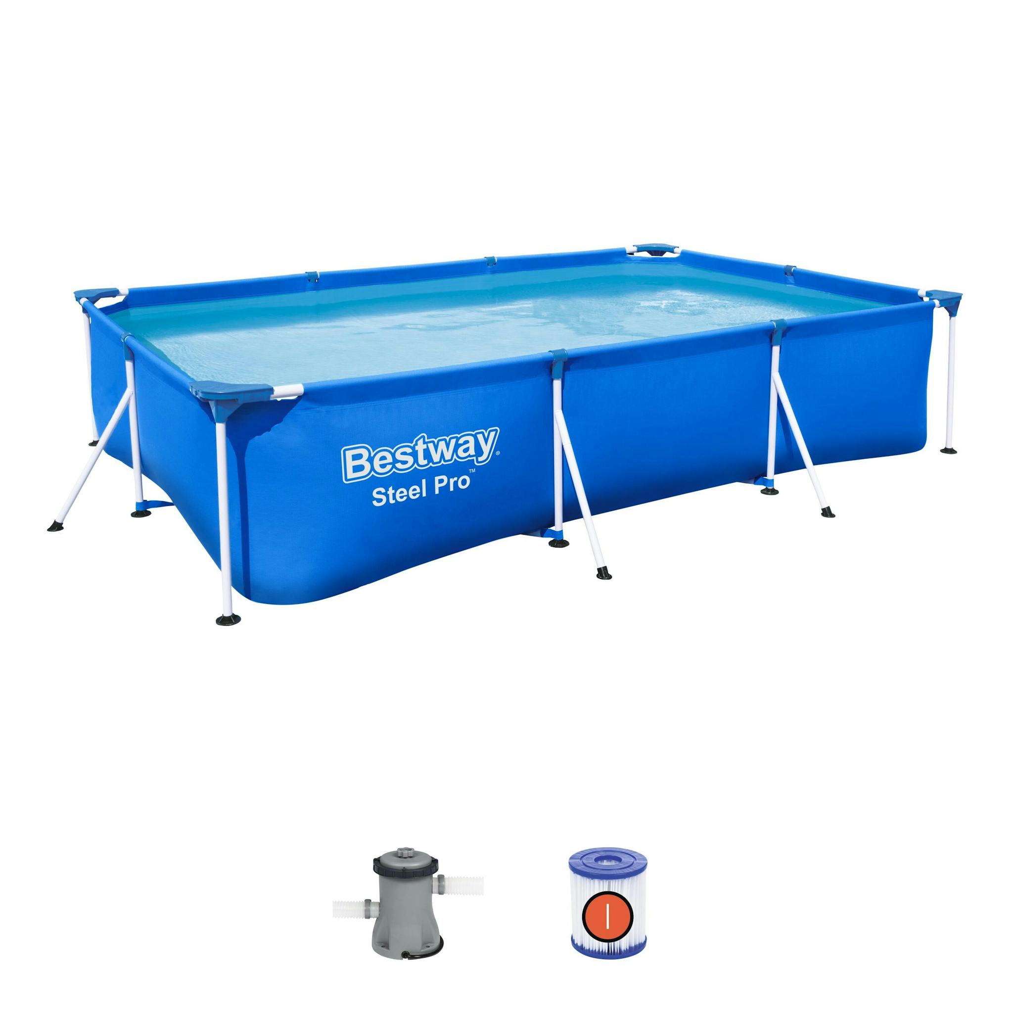 Piscine fuori terra Set piscina fuori terra rettangolare Steel Pro da 300x201x66 cm blu Bestway 1