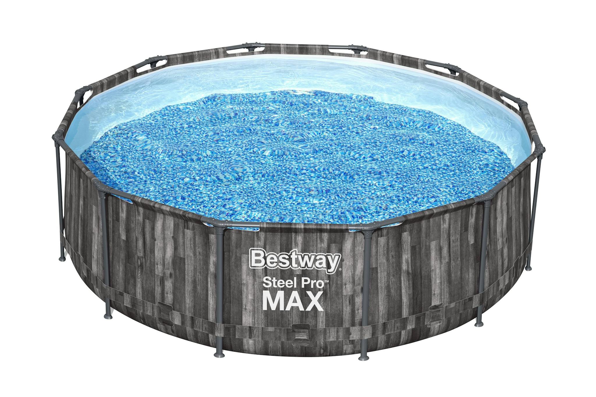 Piscine fuori terra Set piscina fuori terra rotonda Steel Pro MAX da 366x100 cm effetto legno scuro Bestway 2