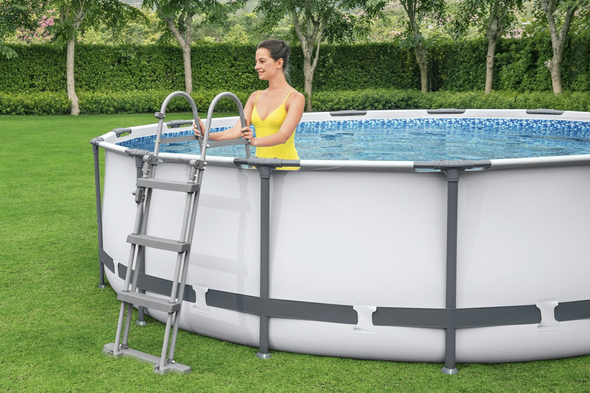 Piscine fuori terra Set piscina fuori terra rotonda Steel Pro MAX da 457x107 cm grigio chiaro Bestway 5