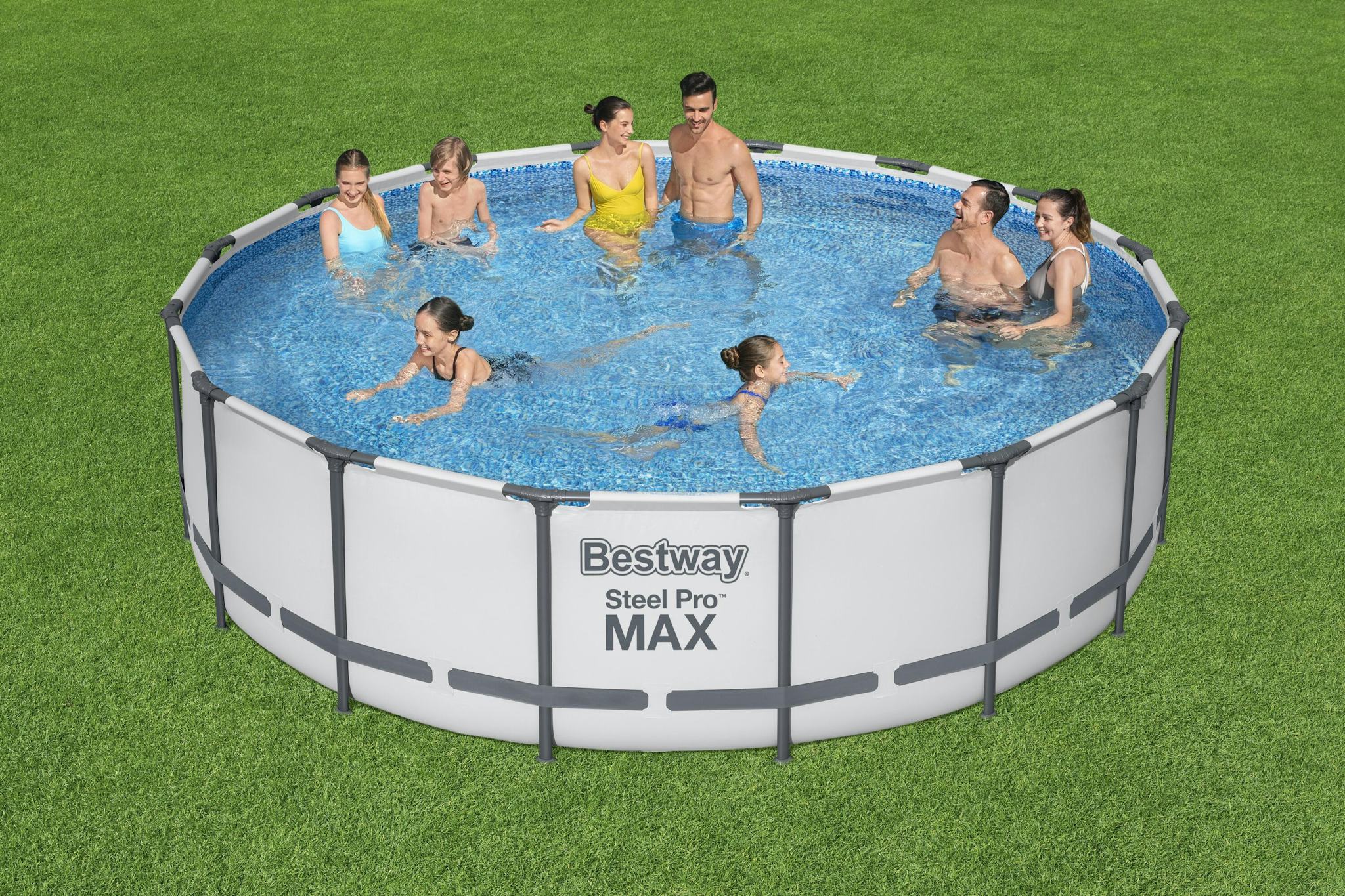 Piscine fuori terra Set piscina fuori terra rotonda Steel Pro MAX con misure 488x122 cm grigio chiaro Bestway 3