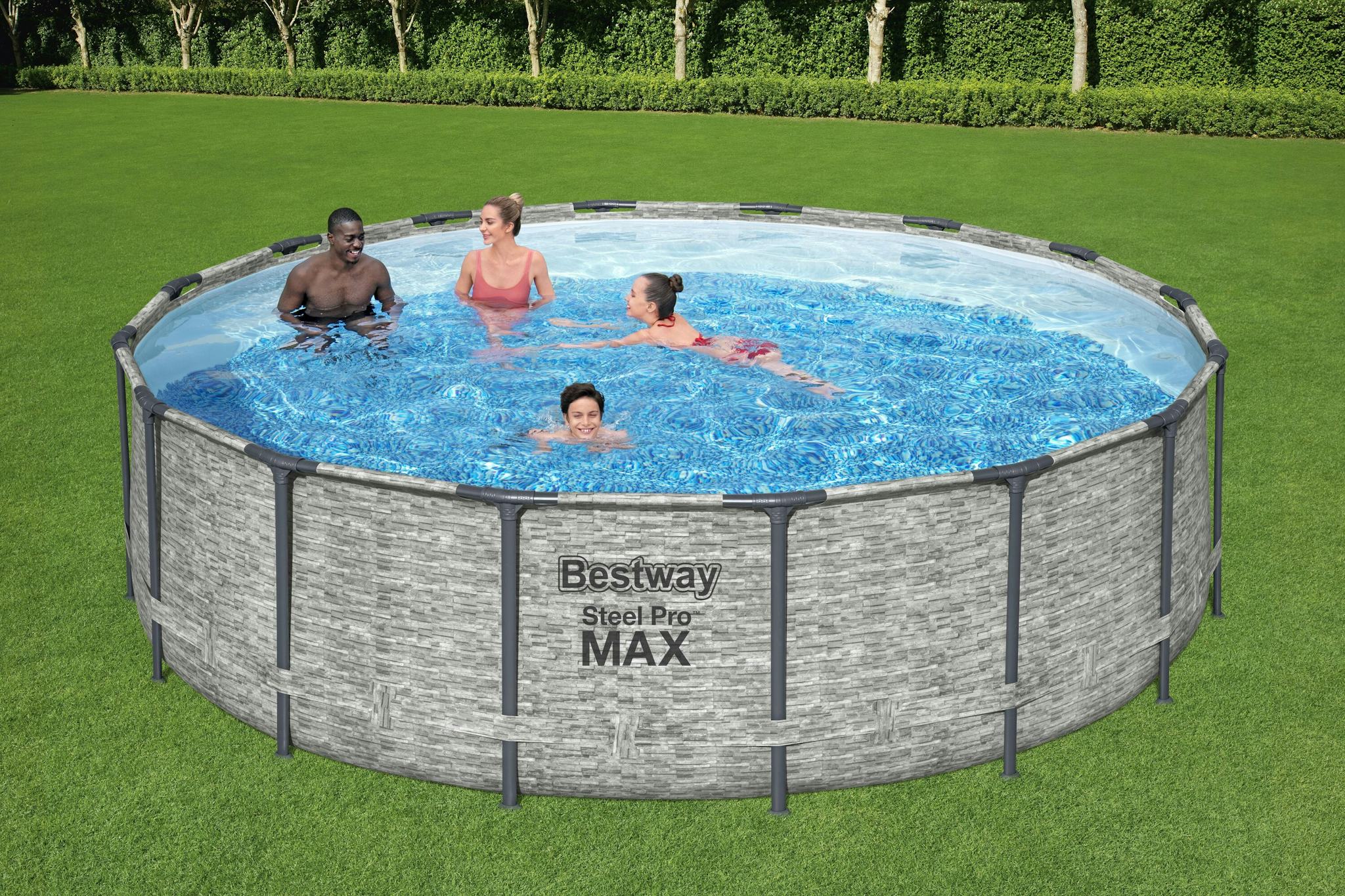 Piscine fuori terra Set piscina fuori terra Steel Pro MAX da 488x122 cm effetto pietra Bestway 3