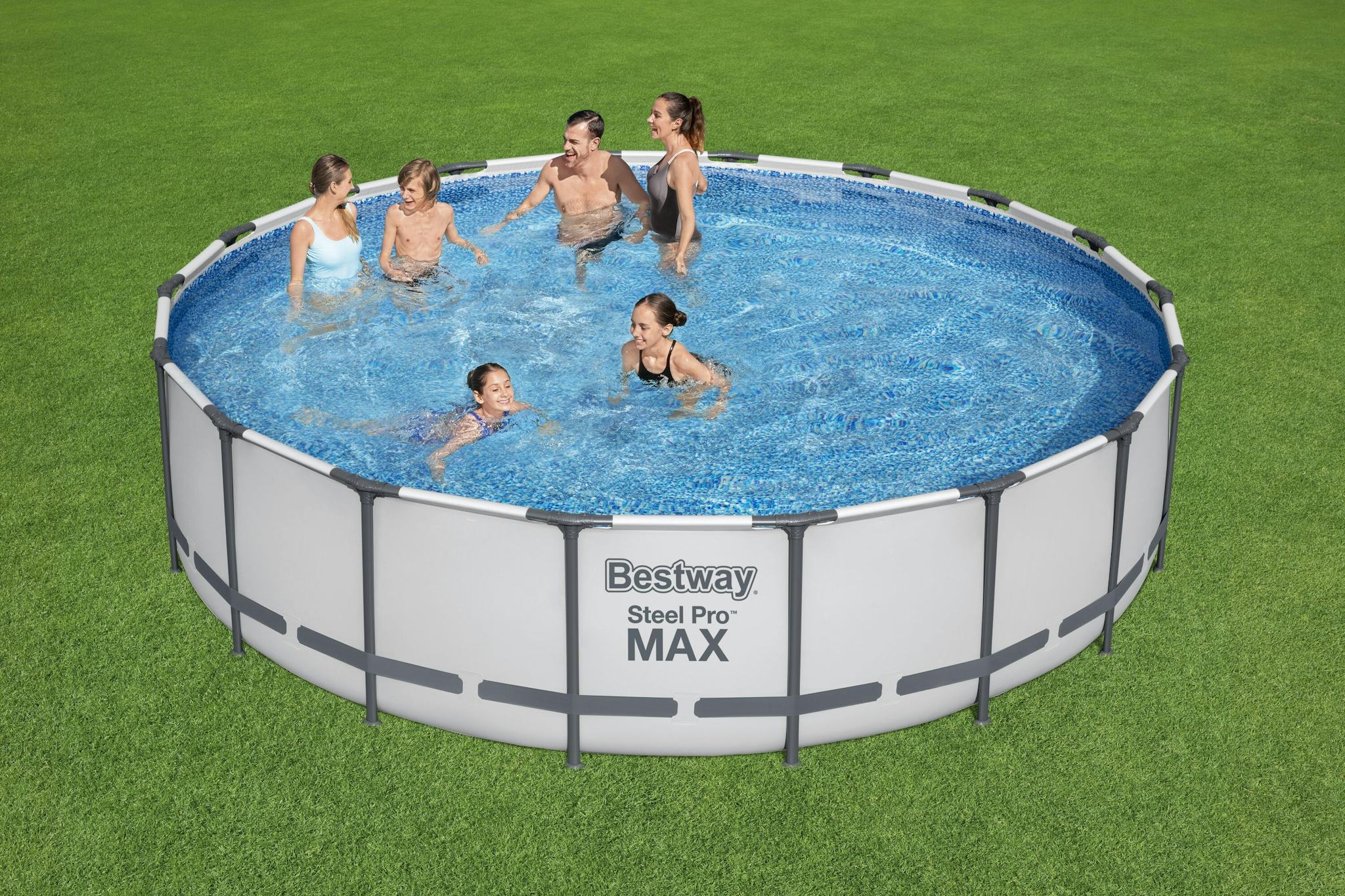 Piscine fuori terra Set piscina fuori terra rotonda Steel Pro MAX da 549x122 cm grigio chiaro Bestway 3