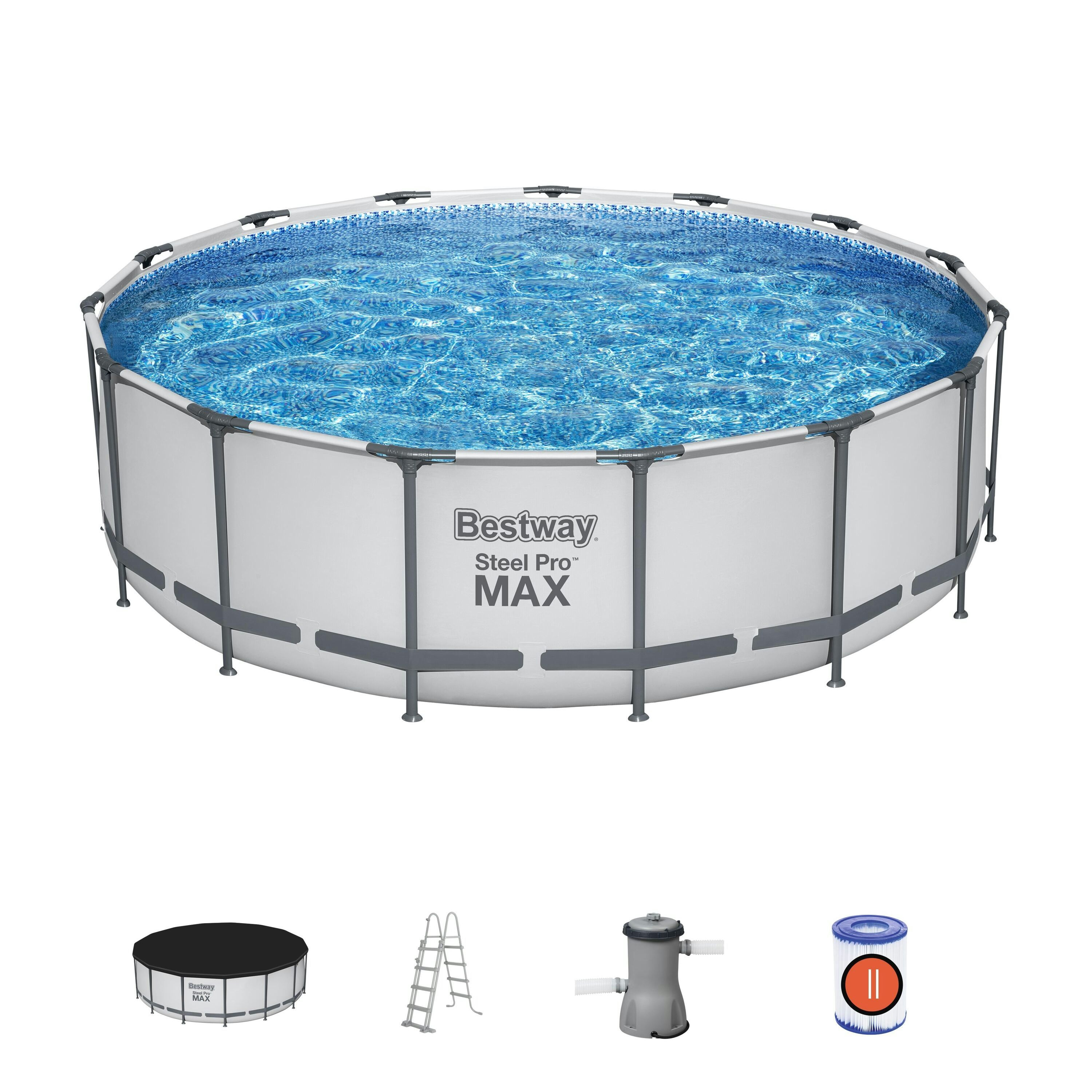 Piscine fuori terra Set piscina fuori terra rotonda Steel Pro MAX da 457x122 cm Bestway 1