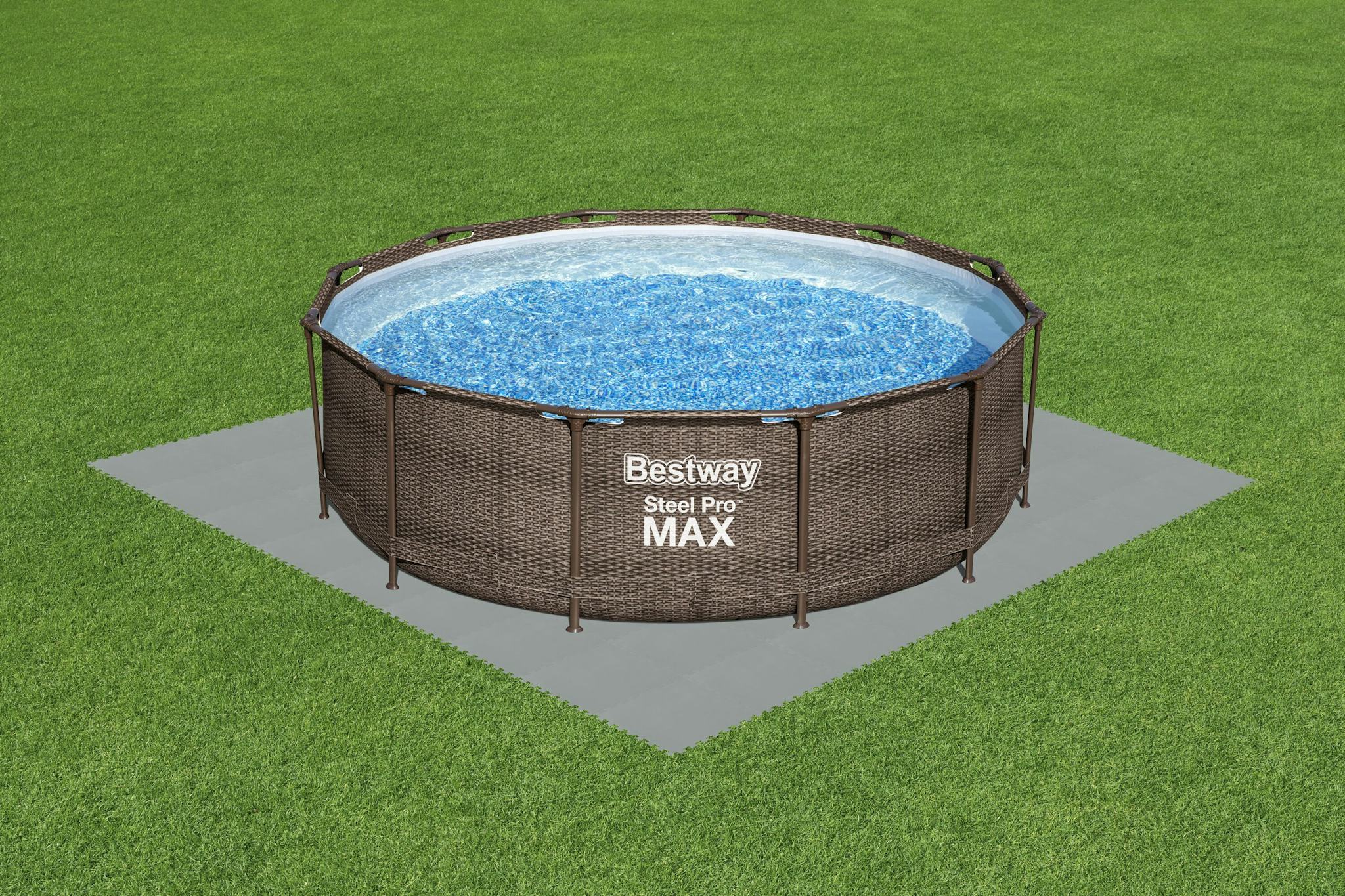 Accessori Piscine e Spa Tappeto sotto piscina fuori terra protettivo e componibile da 50x50 cm grigio Bestway 2