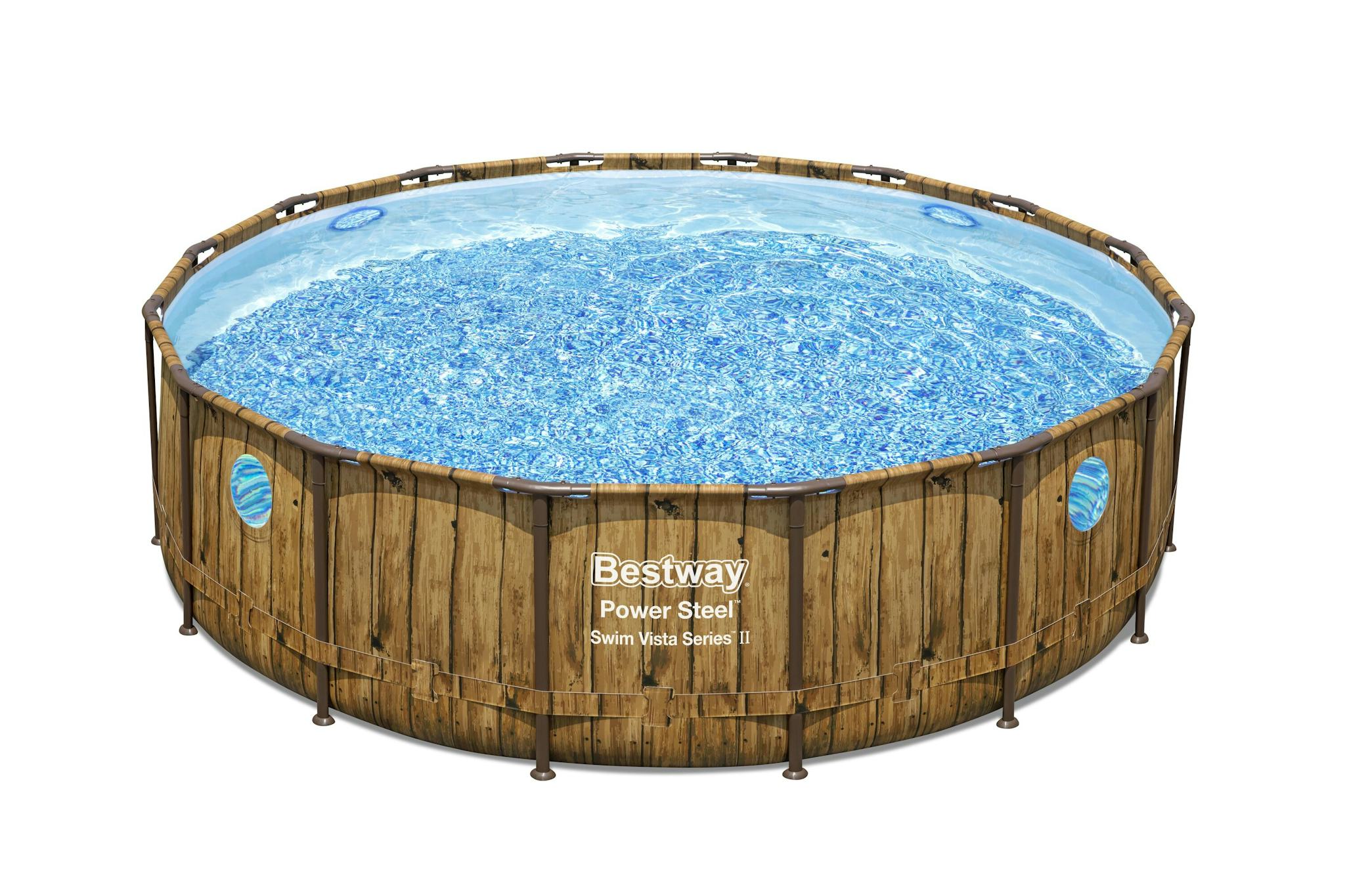 Piscine fuori terra Set piscina fuori terra rotonda Power Steel Swim Vista da 488x122 cm effetto legno chiaro Bestway 2