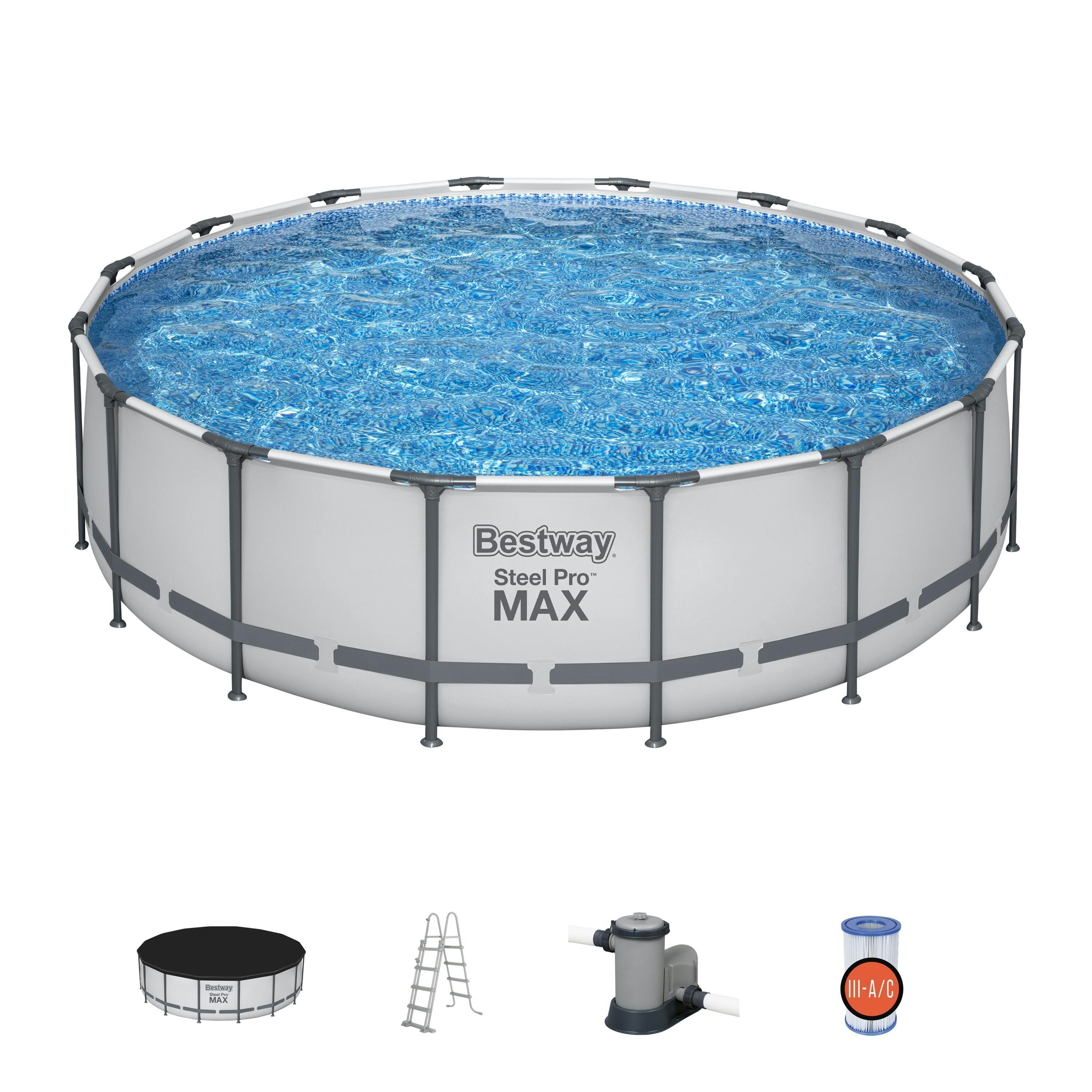 Piscine fuori terra Set piscina fuori terra rotonda Steel Pro MAX da 488x122 cm Bestway 1