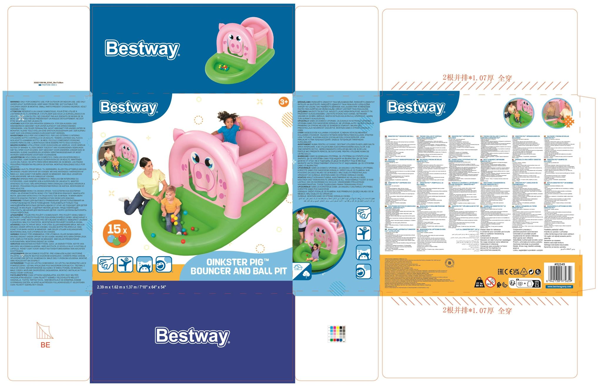 Giochi gonfiabili per bambini Salterello gonfiabile Pink Pig Bestway 23