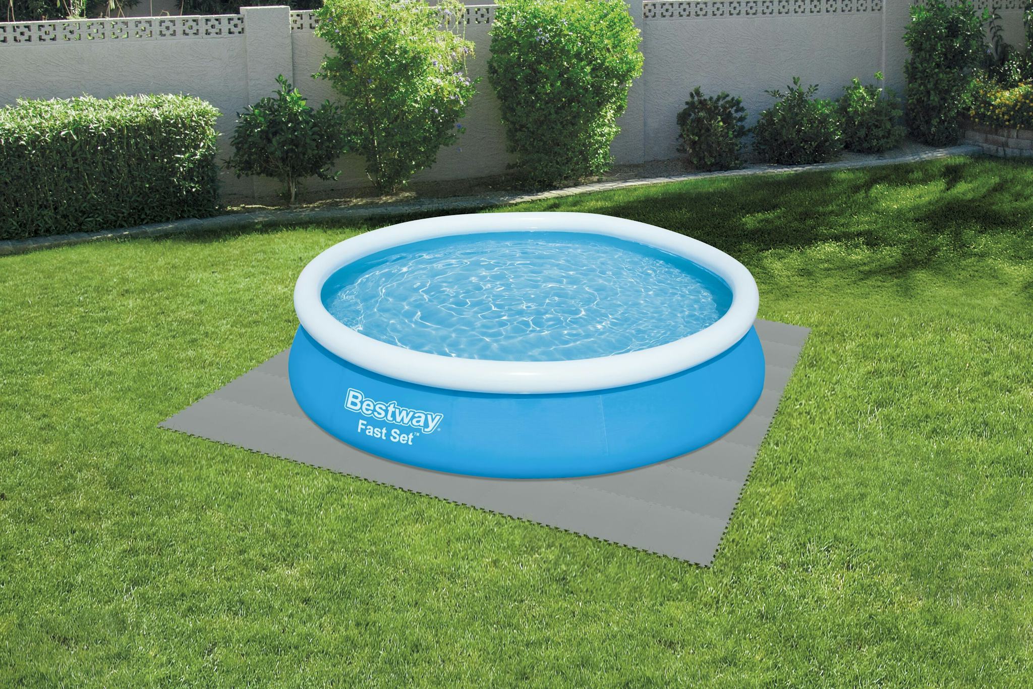 Accessori Piscine e Spa Tappeto sotto piscina fuori terra protettivo e componibile da 50x50 cm grigio Bestway 3